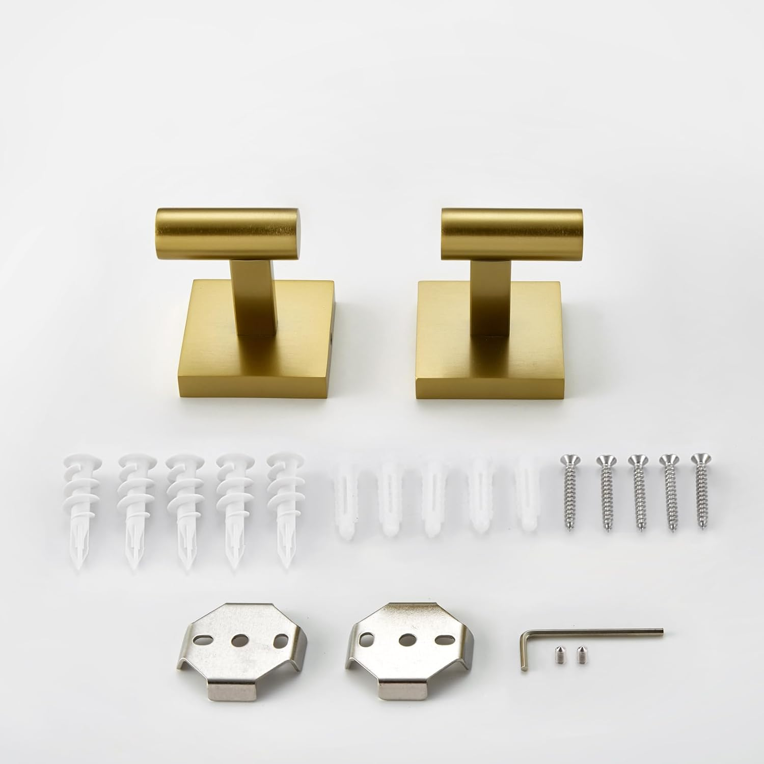 KOKOSIRI Robe Hooks Bathroom Towel Coat Hook for Bath Kitchen Wall 2 Pack Brushed Gold Stainless Steel B1013BG-P2 image number 2