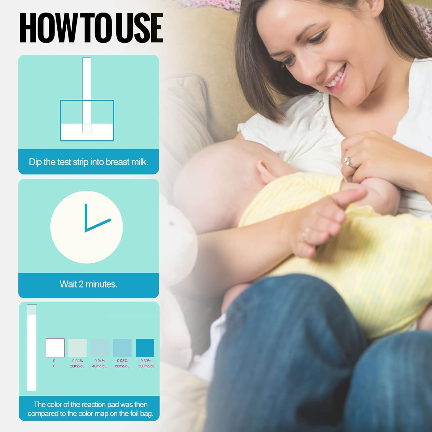 Breastmilk Test Strips, 25Pcs Breastmilk Detect Strips Alcohol Detection Test Strips with Bottle for Accurate Fast Breastmilk Detect Strips for Mother image number 5