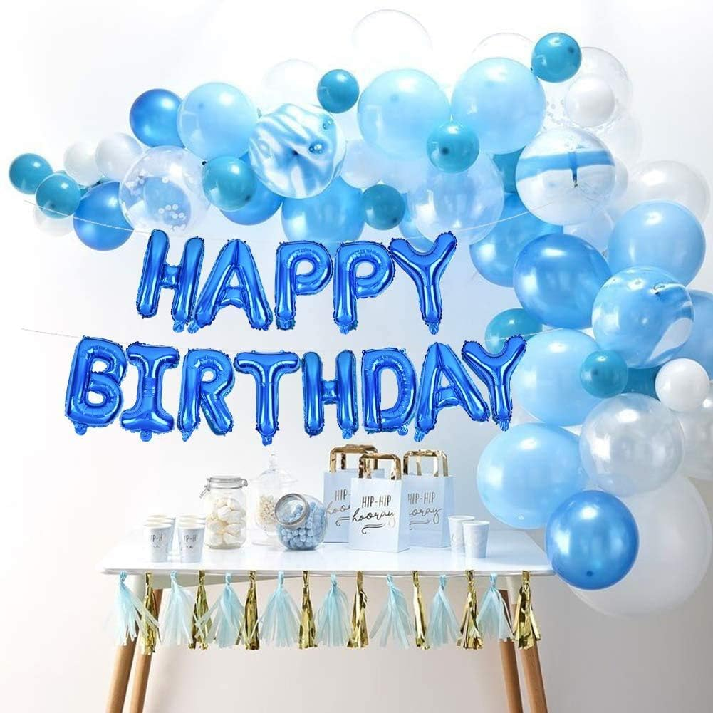 Dark Blue Happy Birthday Balloons Banner,16 Inch Mylar Foil Letters Sign,Reusable Balloons for Women, Men, Boys & Girls Birthday Decorations Party Supplies image number 1