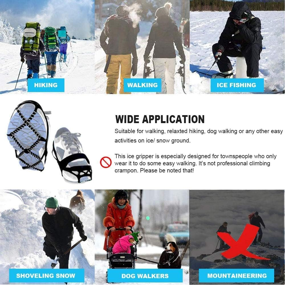 Crampons, Portable Walk Traction Ice Cleats - Non Slip, Break Resistant, Easy to Wear - Ice Spikes Gripper for Walking Hiking on Snow and Ice, Fits for Shoes Boots Etc image number 2