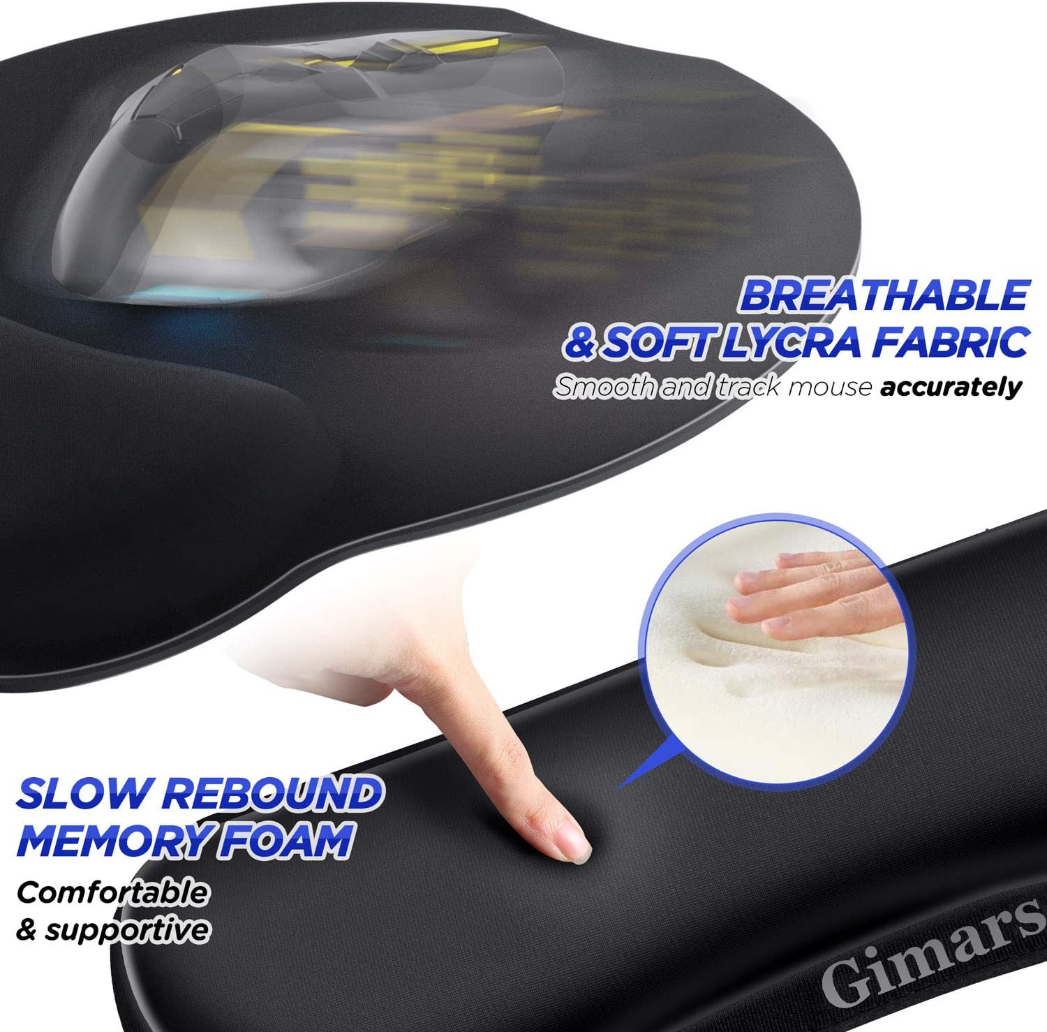 Gimars Ergonomic Mouse Pad Wrist Support, Upgrade Enlarge Superfine Fibre Soft Smooth Keyboard Wrist Rest, Comfortable Memory Foam Wrist Rest for Computer, Laptop, Mac, Gaming, Office and Pain Relief image number 3
