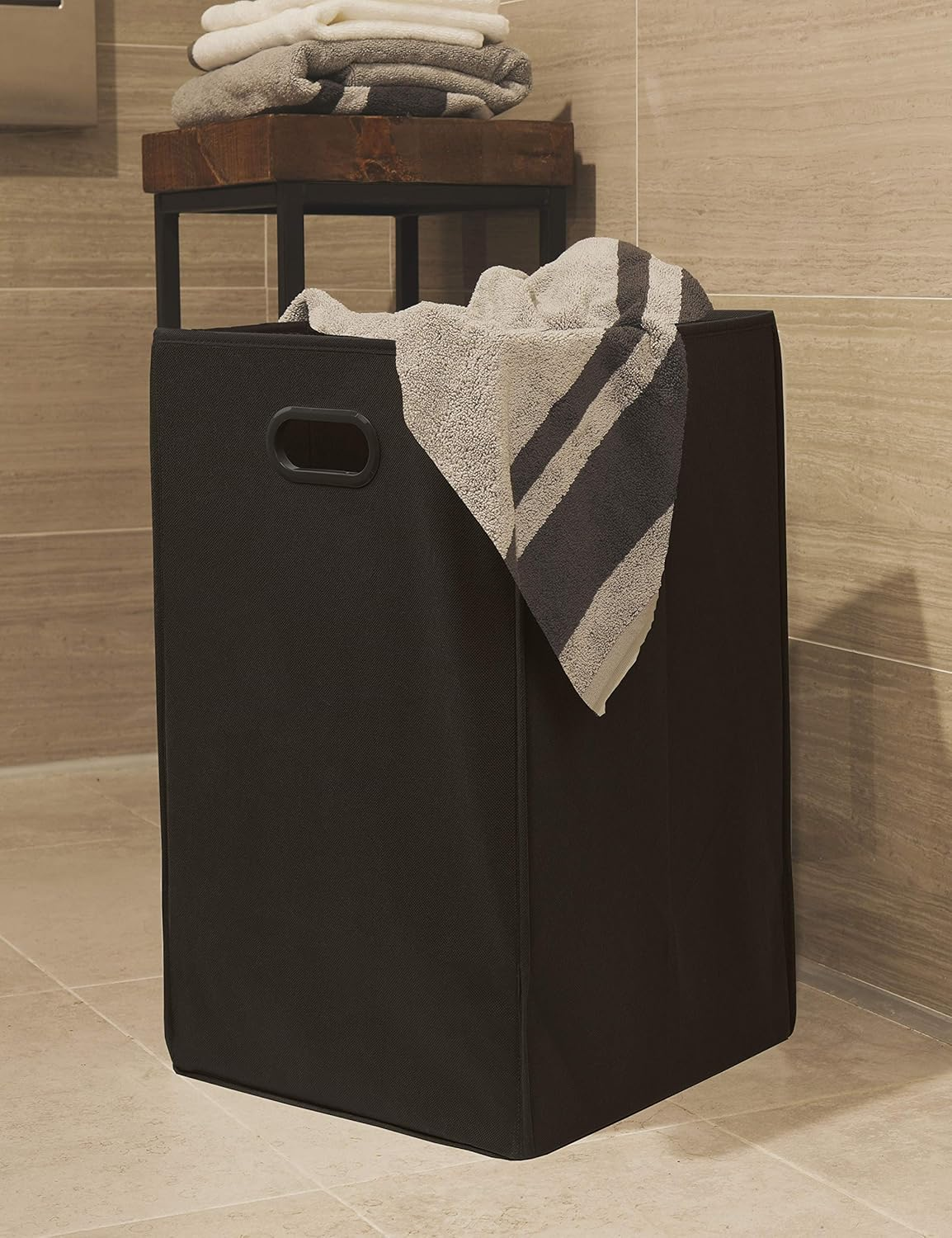 Simplehouseware Foldable Closet Laundry Hamper Basket, Black image number 2