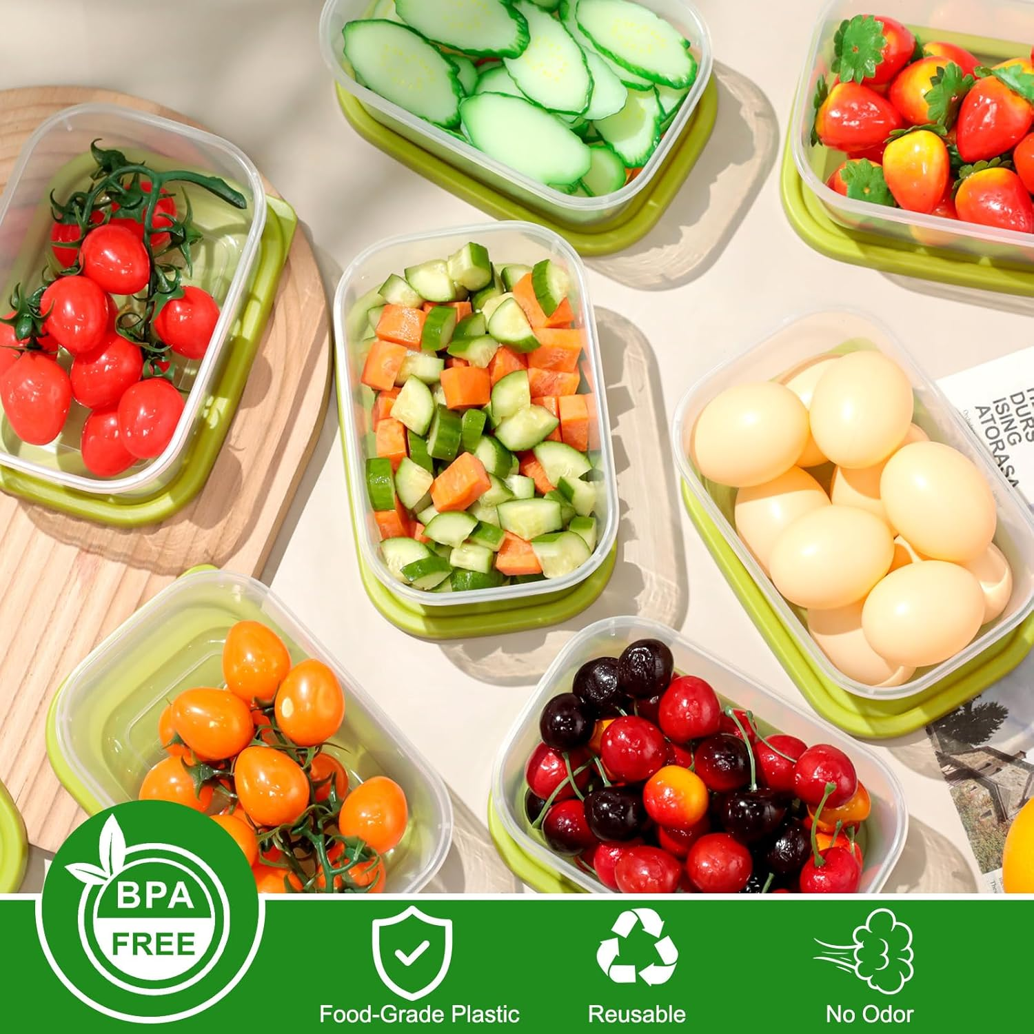 Romon Ice Cube Tray with Lid, 710 Ml Lunch Box Storage Box Lid Airtight for Meal Prep, Storage Containers, Food Storage Containers, Freezer Containers image number 5