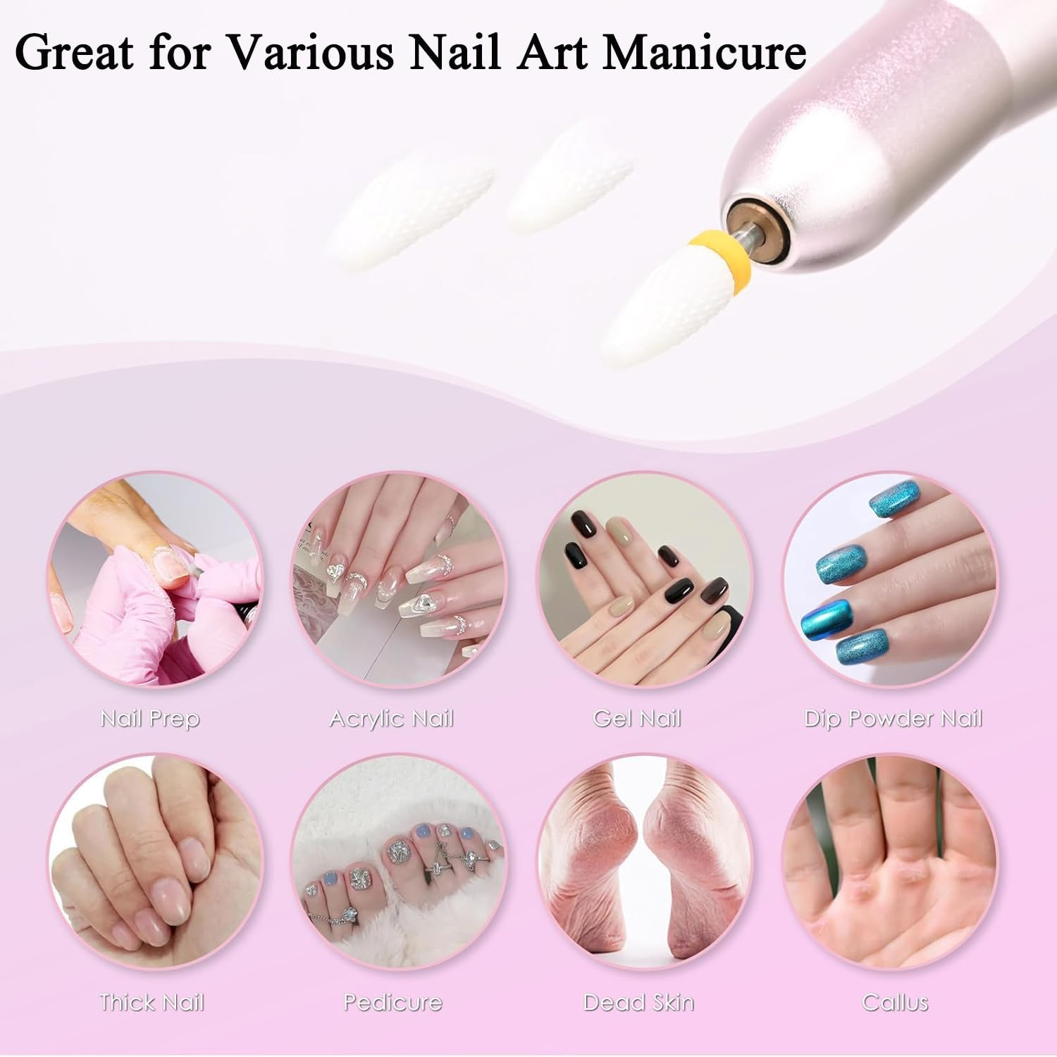 KEWAYO 21Pcs Nail Drill Bits, 2.35Mm Shank Carbide Drill Bits for Nails, Nail Bits for Nail Drill, Nail Drill Bit Set for Cuticle Remover Manicure Pedicure image number 6