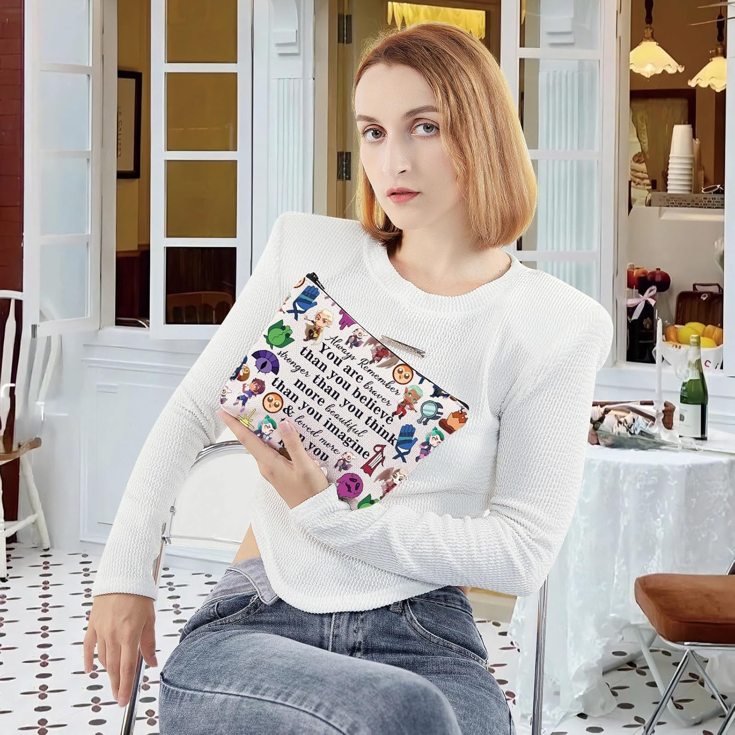 G2TUP Luz Noceda Cosmetic Bag Eda & Luz Fans Gift You Are Braver Stronger Beautiful than You Know Zipper Pouch Bag Amity Blight Merch, You Braver Owl H, 无