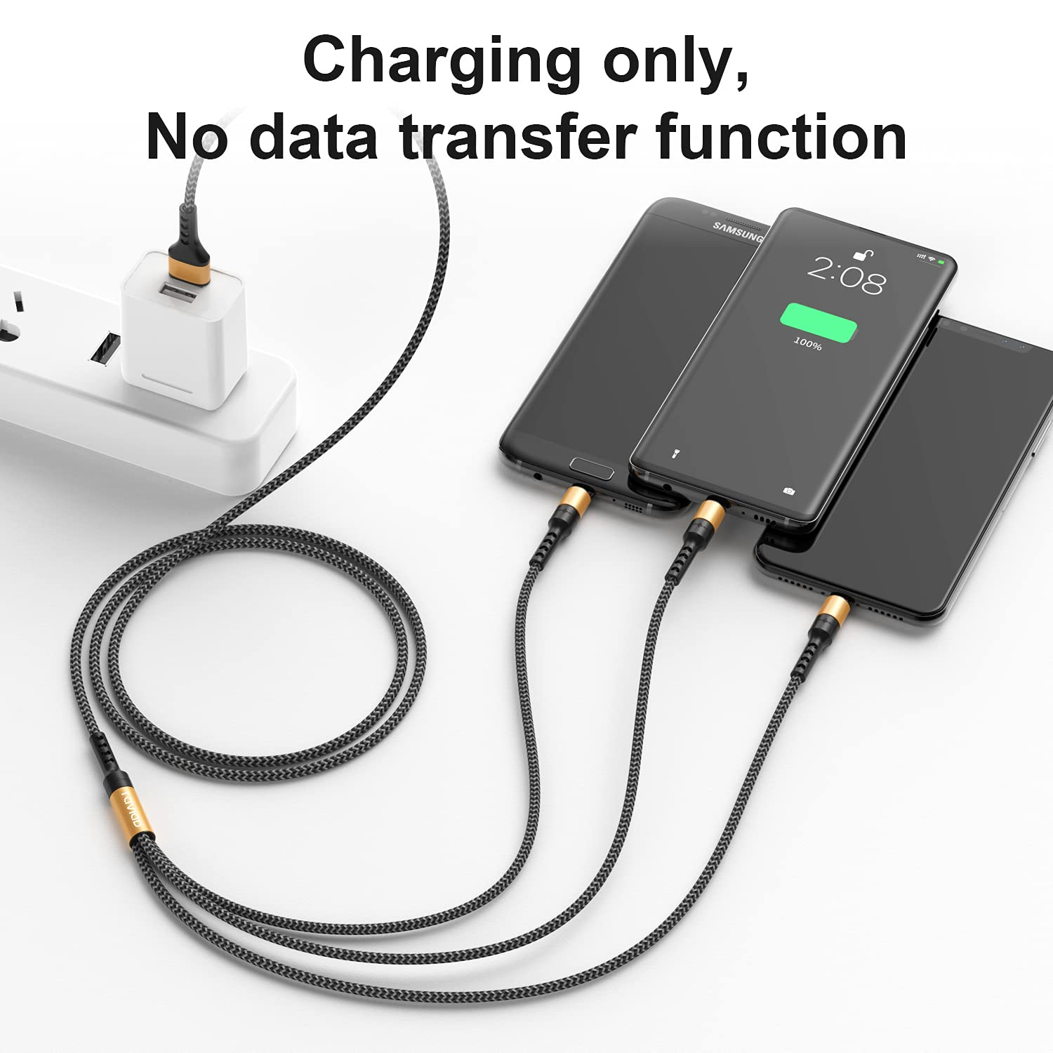 RAVIAD Multi Charger Cable, 3 in 1 Charger Cable [1.2M] Multiple USB Cable Nylon Braided with Micro USB Type C Lightning Cable Connector Compatible with Iphone, Android Galaxy, Huawei image number 6