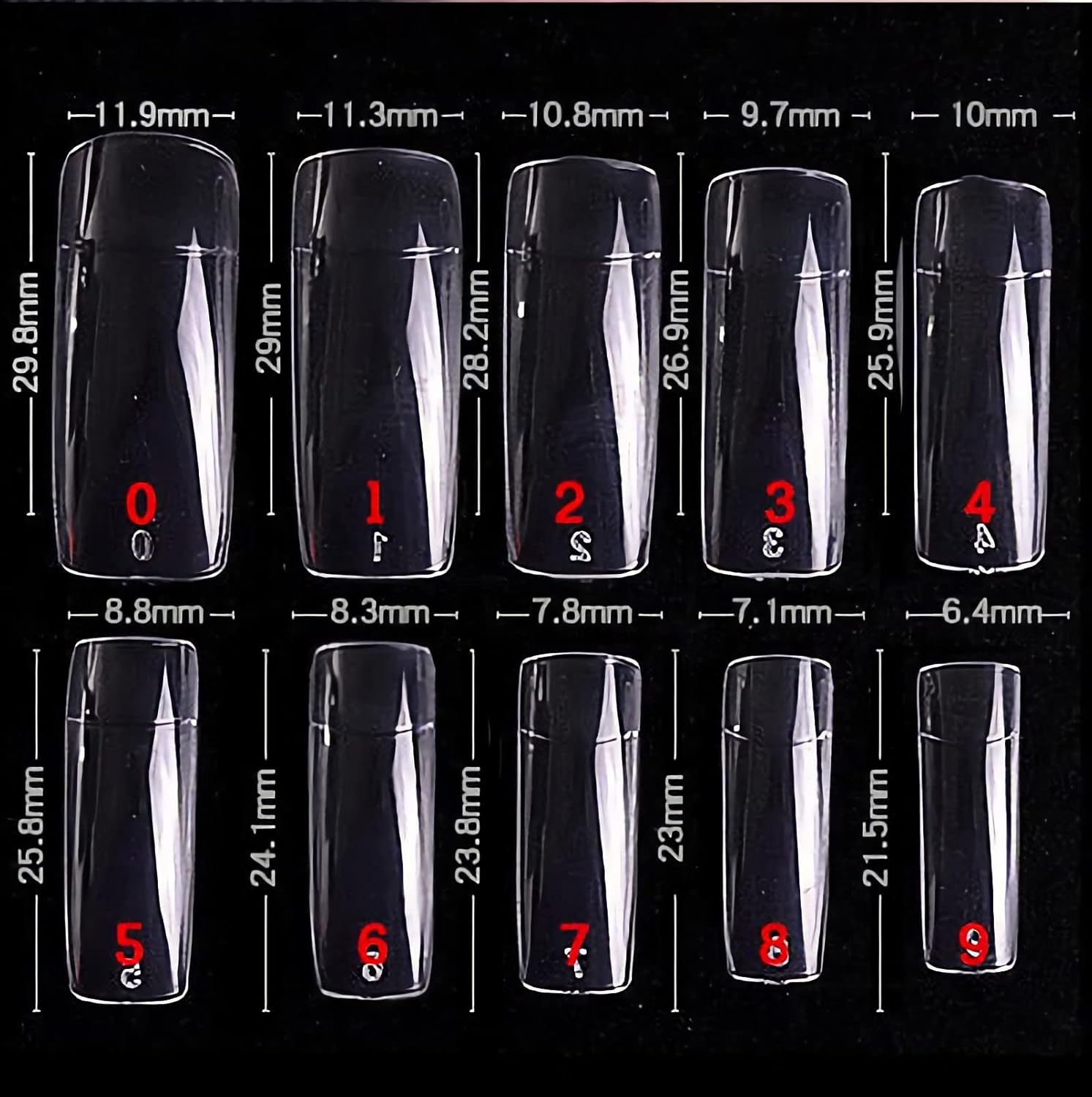 500PCS Clear & Natural False Nails Tips, Acrylic Nail Tips of 29 Style, French Nail Tip & Almond Fake Nail Tips & Coffin Fake Nails & Long Ballerina Shaped Nail of 10 Sizes for Nail Art Salons and Home DIY, RYUUSEI image number 3