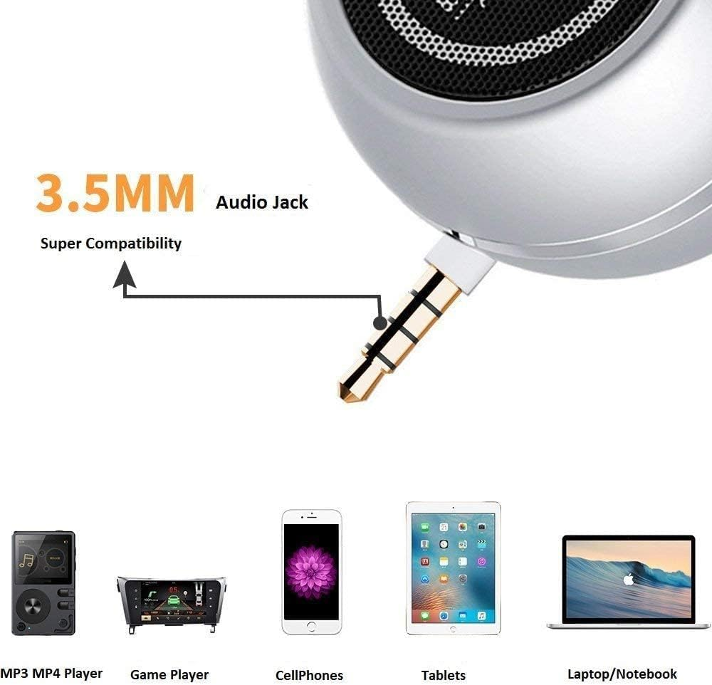 I-VOM Wireless Mini Speaker with 3.5Mm Aux Input Jack, 3W Loud Portable Speaker for Iphone Ipod Ipad Cellphone Tablet Laptop, with USB Rechargeable Battery, Gift Choice for Kids, Silver image number 5