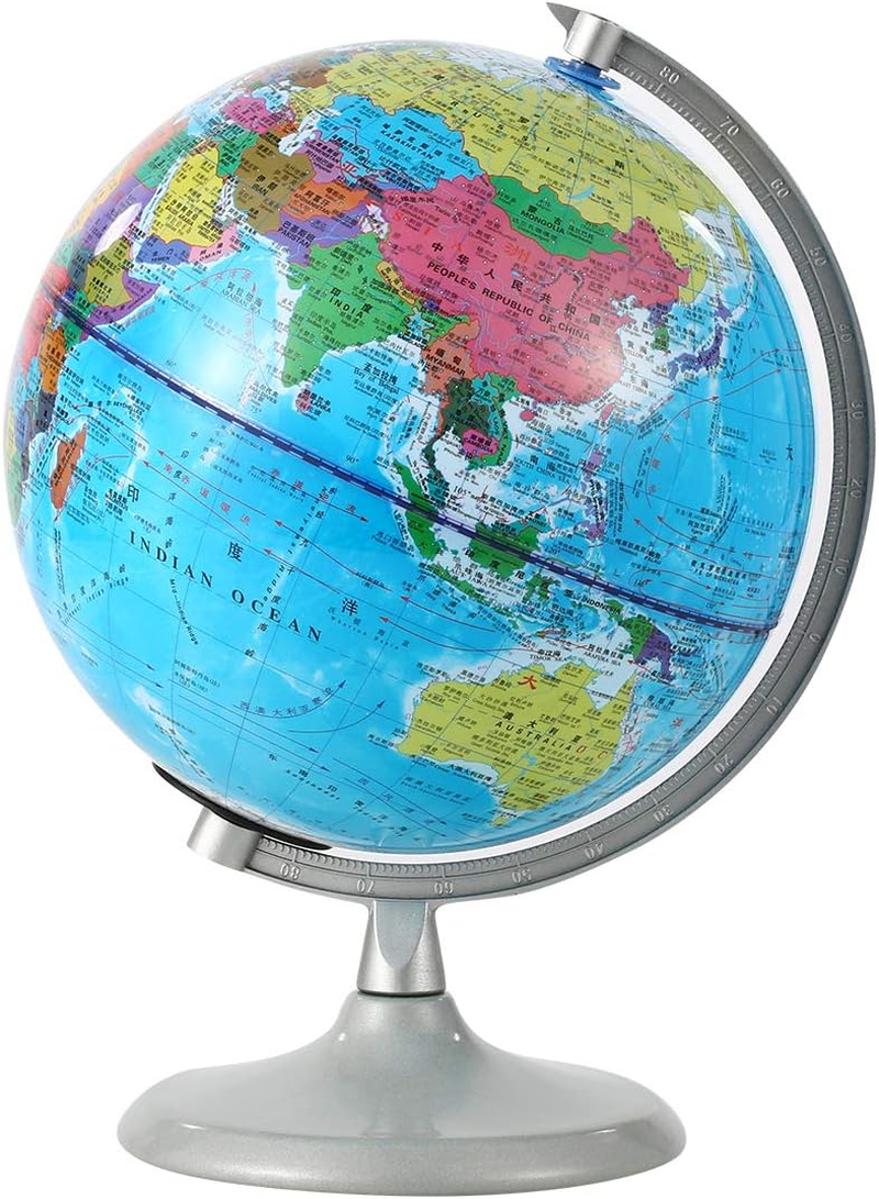 Sh-Ruidu 20Cm World Globe with Night Light, Standing Educational Geographic Globe with Boundaries City Locations(Chinese-English) image number 5