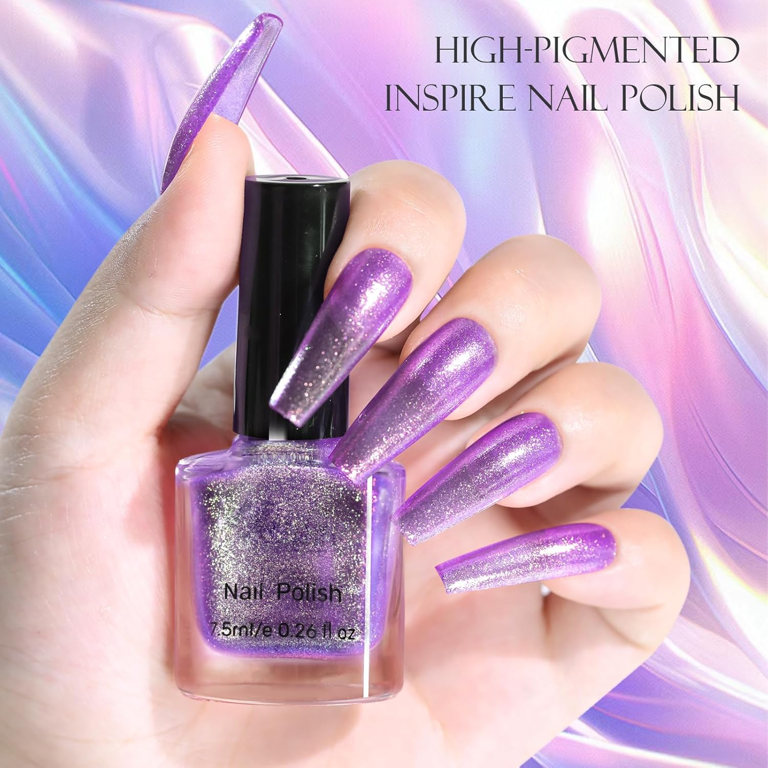 U-Shinein Holographic Nail Polish, Ultra-Pigmented Gel Polish Multichrome Color Changing, Fast Dry & Long-Lasting Glitter Polish Sparkle Shimmer Nail Polish Varnish DIY at Home Salon - Color 01 image number 6