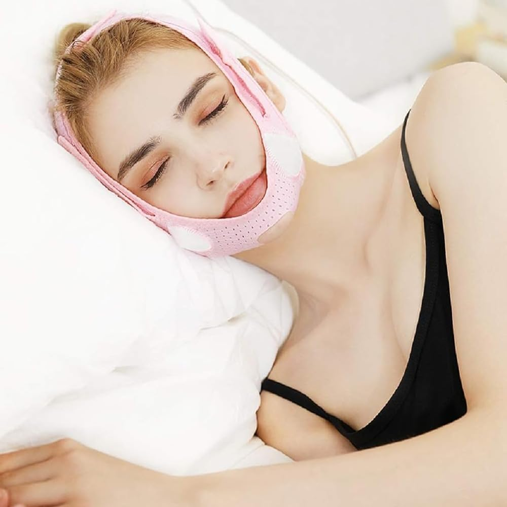 Chin Strap,Face Contouring Sleeping Mask,Jawline Shaper,Face Firming Mask,V Line Facial Slimming Strap,Chin Slimming Band,Jaw Exerciser,Reusable Chin Strap image number 2
