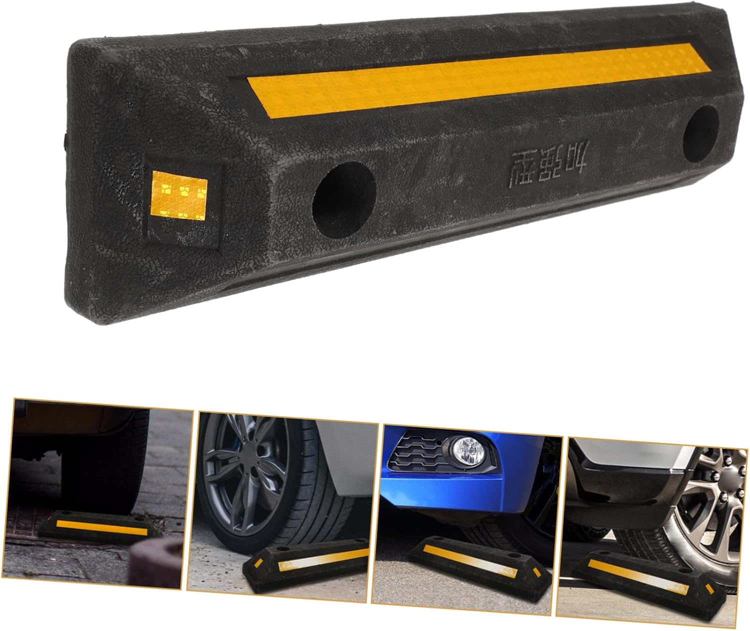 Rubber Wheel Chock Garage Car Stopper for Parking Space Limiter Wear-Resistant Vehicle Wheel Stopper Preventing Rollback Easy Install for Cars Rv Trailers image number 1