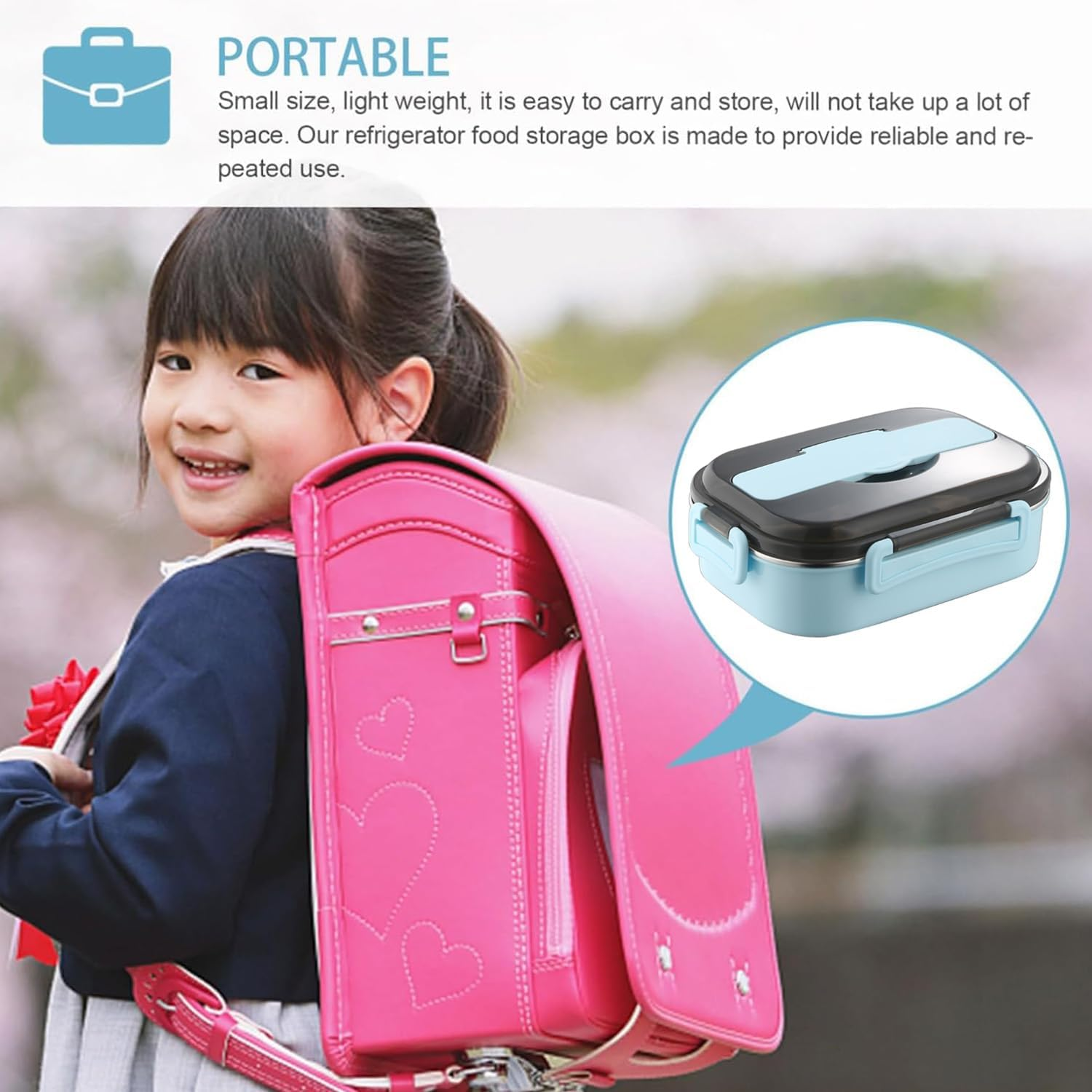 Yharnamite Thermal Lunch Box, 2-Compartment Stainless Steel Keep Warm Lunch Box Portable Leakproof Insulated Lunch Box with Cutlery Holder for Students, Office Workers, Travel (Blue)