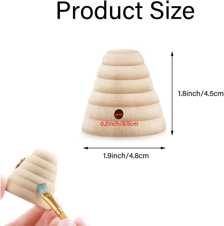 NYGHMY 10 Pcs Unfinished Wood Threaded Honeycombs, Wood Bee Hive Decor, Farmhouse Tiered Tray Decor, Mini Beehive Model Bee Garden Decorations for DIY Table Shelf Sitter Party Craft image number 6