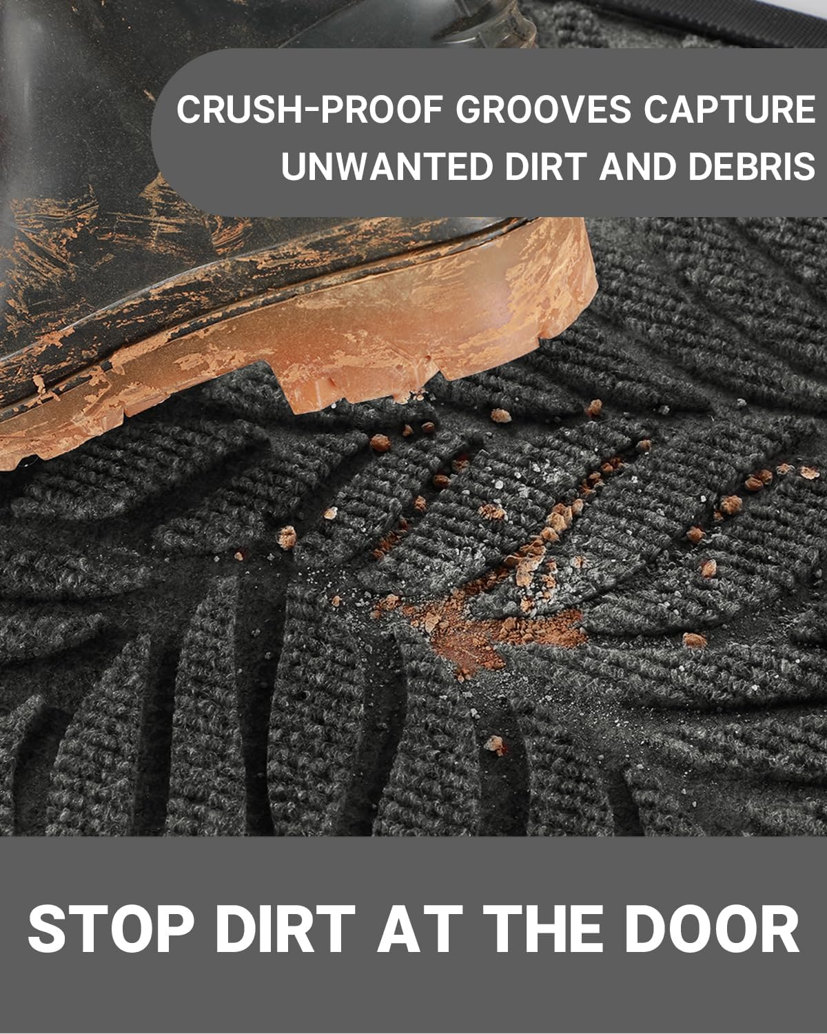 Yimobra Door Mat outside Entrance, All-Season Waterproof Indoor Outdoor Doormat, All-Weather Non-Slip Welcome Mats for Front Door, Low Profile, Patio Porch, 29.5X17, Grey image number 2