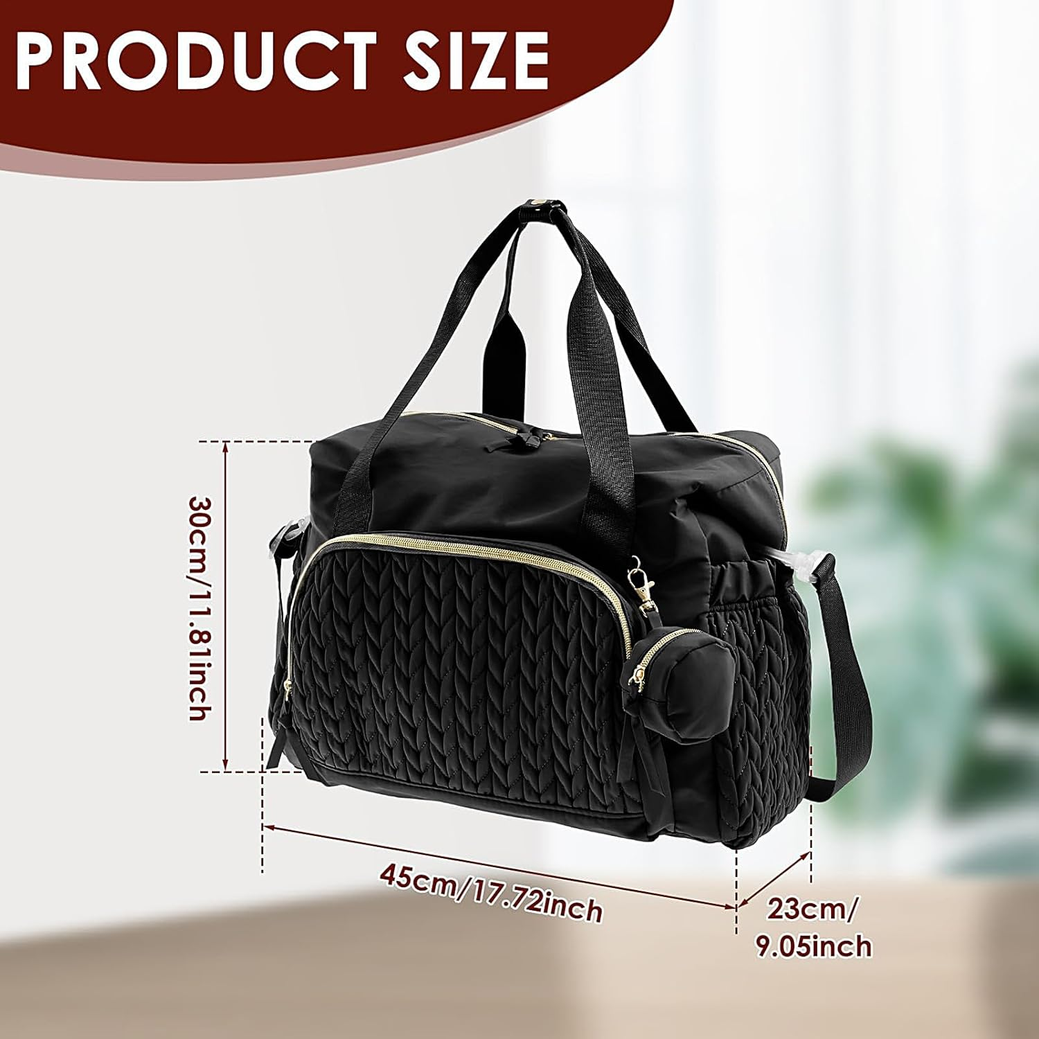 Diaper Bag | Large Capacity Hospital Bag for Labor Delivery - Reusable Travel Accessories, Child Supplies for Home, Travel - Black image number 5