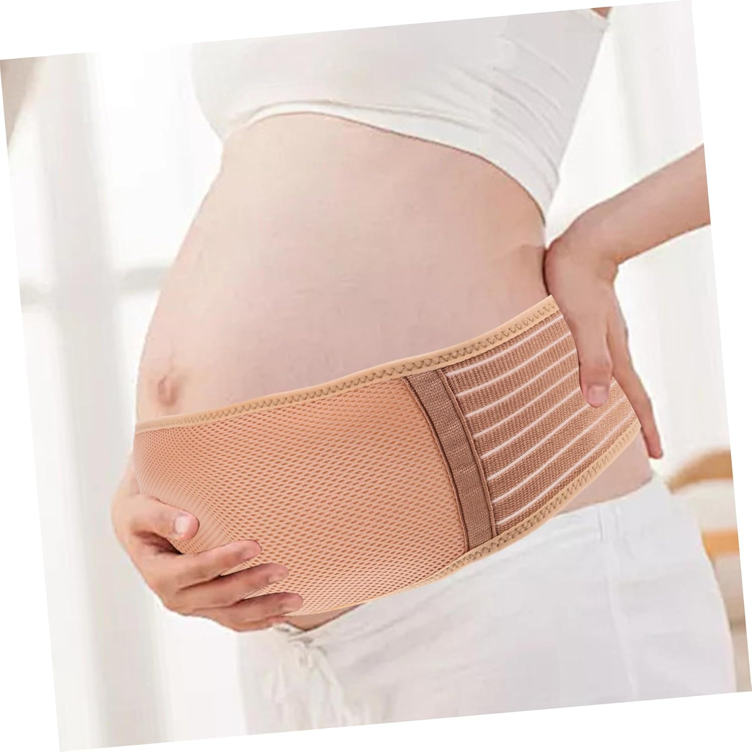 Beavorty Pregnancy Belly Band Maternity Support Belt Abdomen Band Belly Belts Brace Lightweight Waist Support image number 2