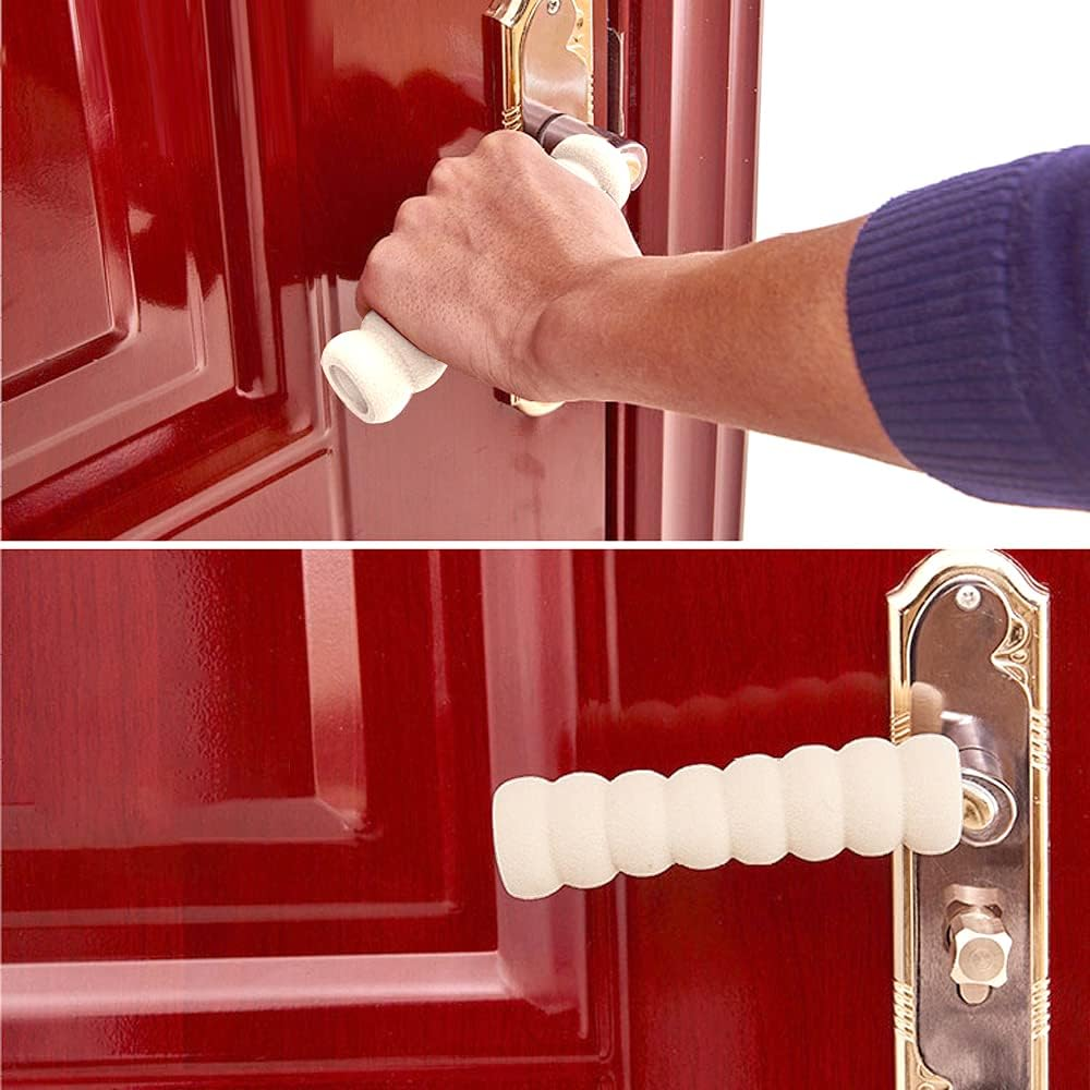 Door Handle Cover Foam, Foam Door Handle Bumper, 8-Piece Door Handle Protector, Door or Window Handle Protector, Childrens Home Protection, Anti-Static, Safe (White) image number 5