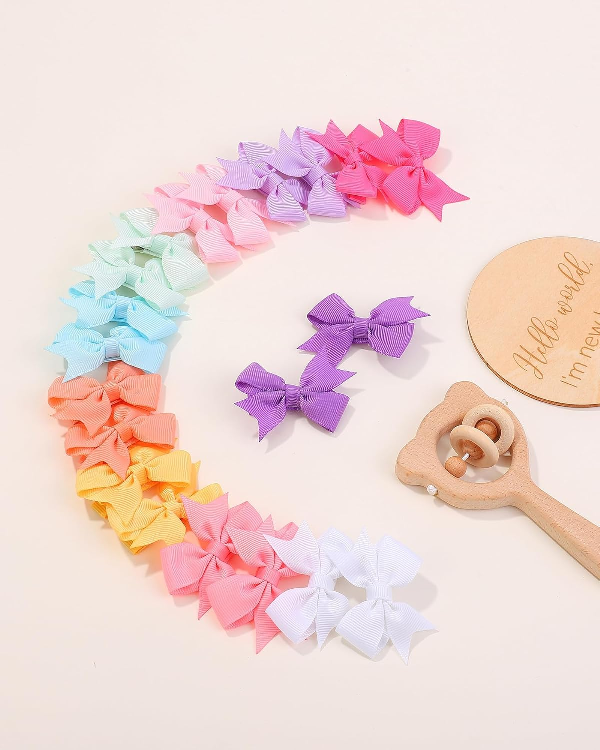 Doboi 50PCS 2'' Baby Hair Bows Clips Fully Lined Grosgrain Boutique Solid Ribbon Mini Bows for Girls Teens Infants Kids Toddlers Newborn by Doboi - Hair Bows-100Pcs image number 2