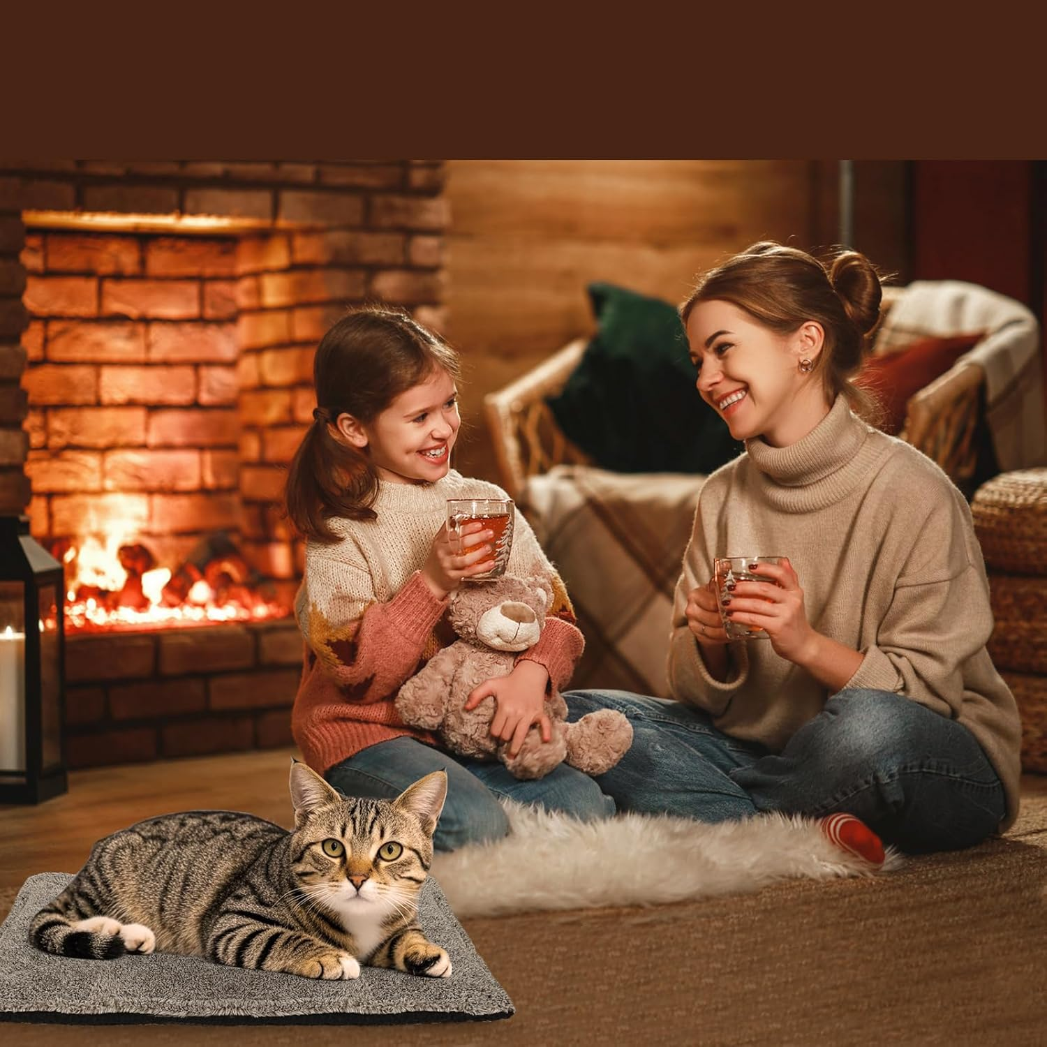 Self-Warming Cat Bed Pad, Self-Heating Cat Bed Mat Thermal Blanket for Indoor Cats & Dogs (L:75 * 50Cm) image number 3