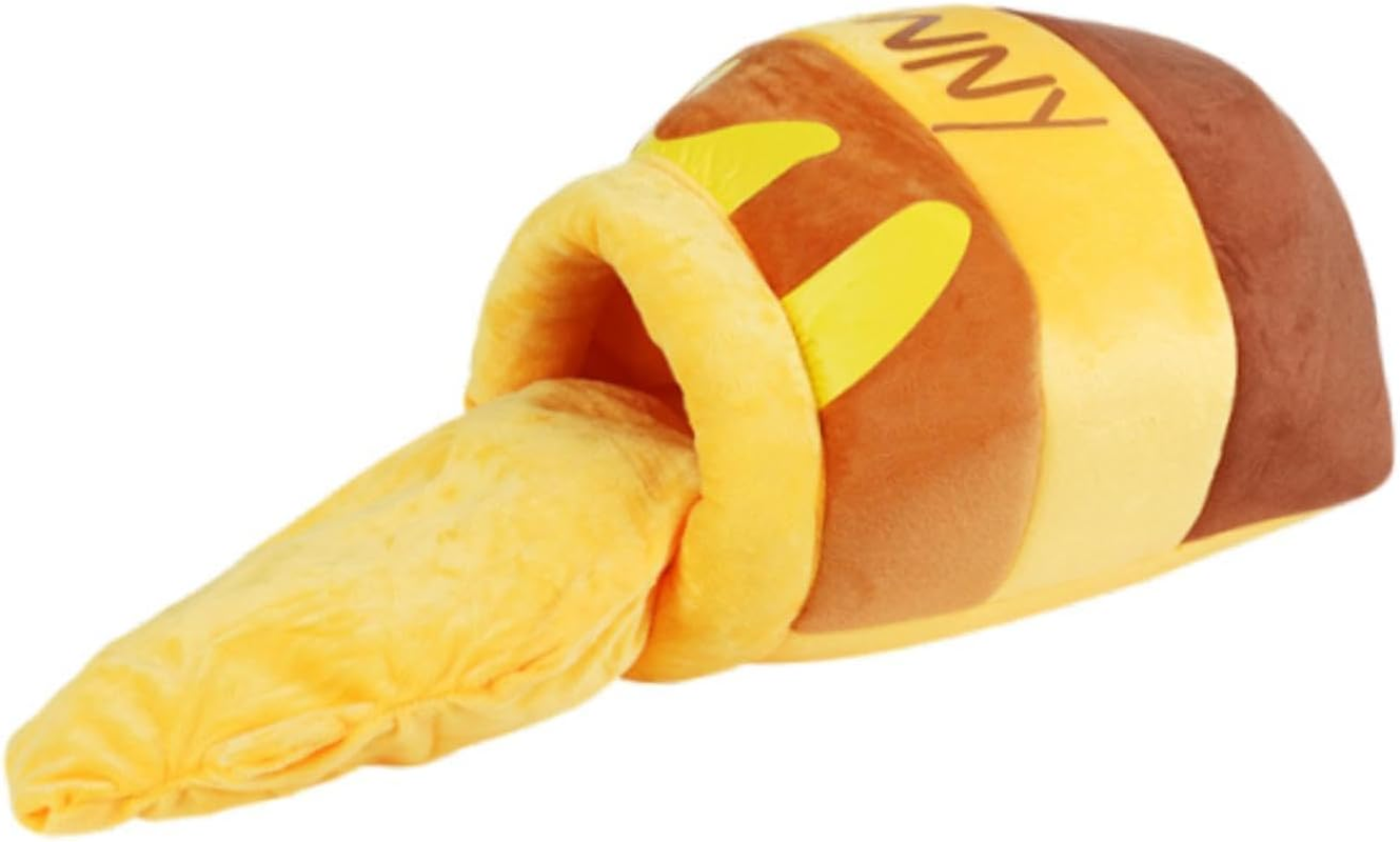 Yuksok Hoeny Pot Cat Bed Cave Soft Semi Enclosed Cartoon Nonslip Bottom Hideout Winter Warm Pet House Pet Bed for Cat Dog Puupy, Yellow