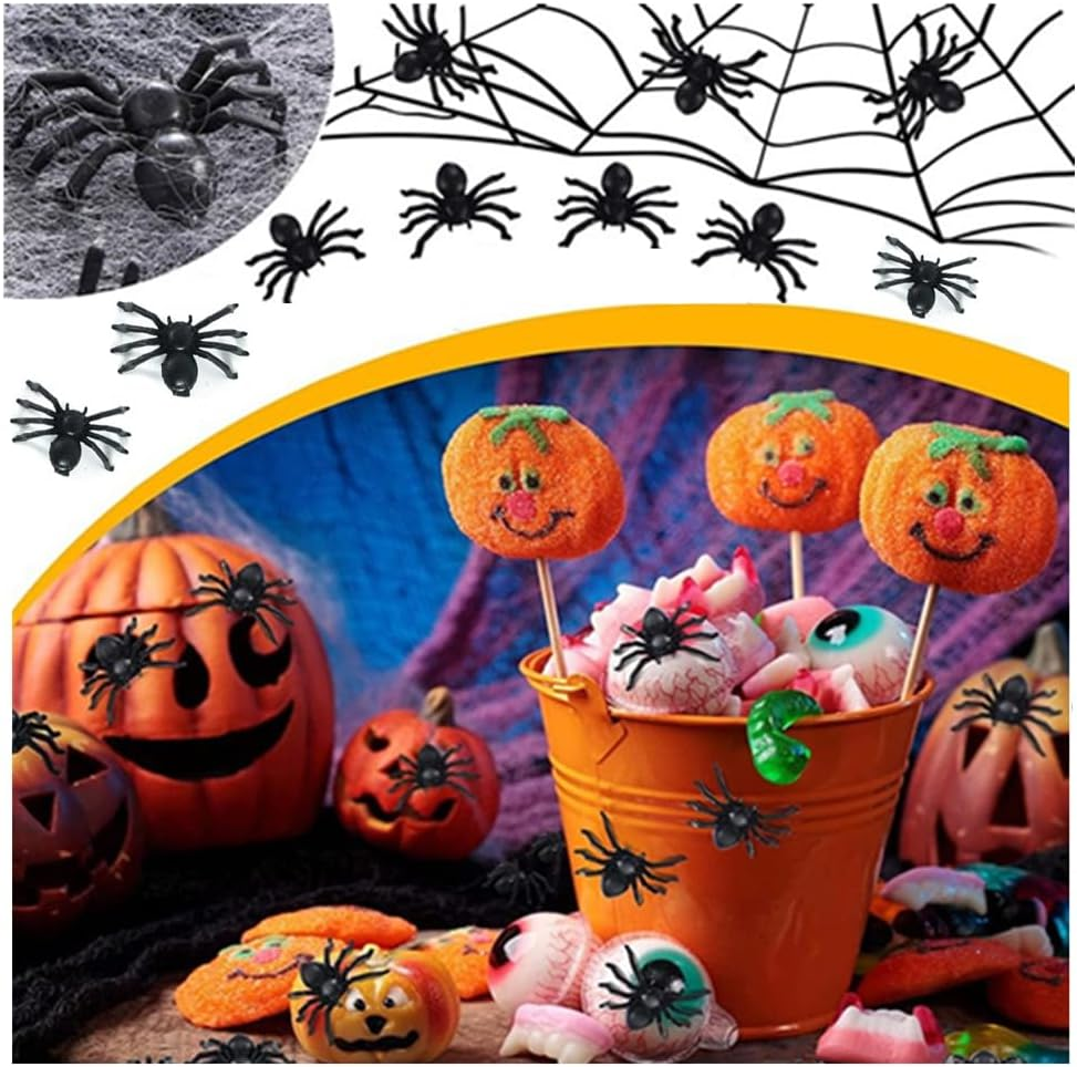 100 Pcs Realistic Spider Halloween Decoration, Halloween Spiders, Plastic Mini Spider Black Realistic Scary Spider Prank Halloween Haunted House Decorations for Halloween Parties Fool'S Day image number 4