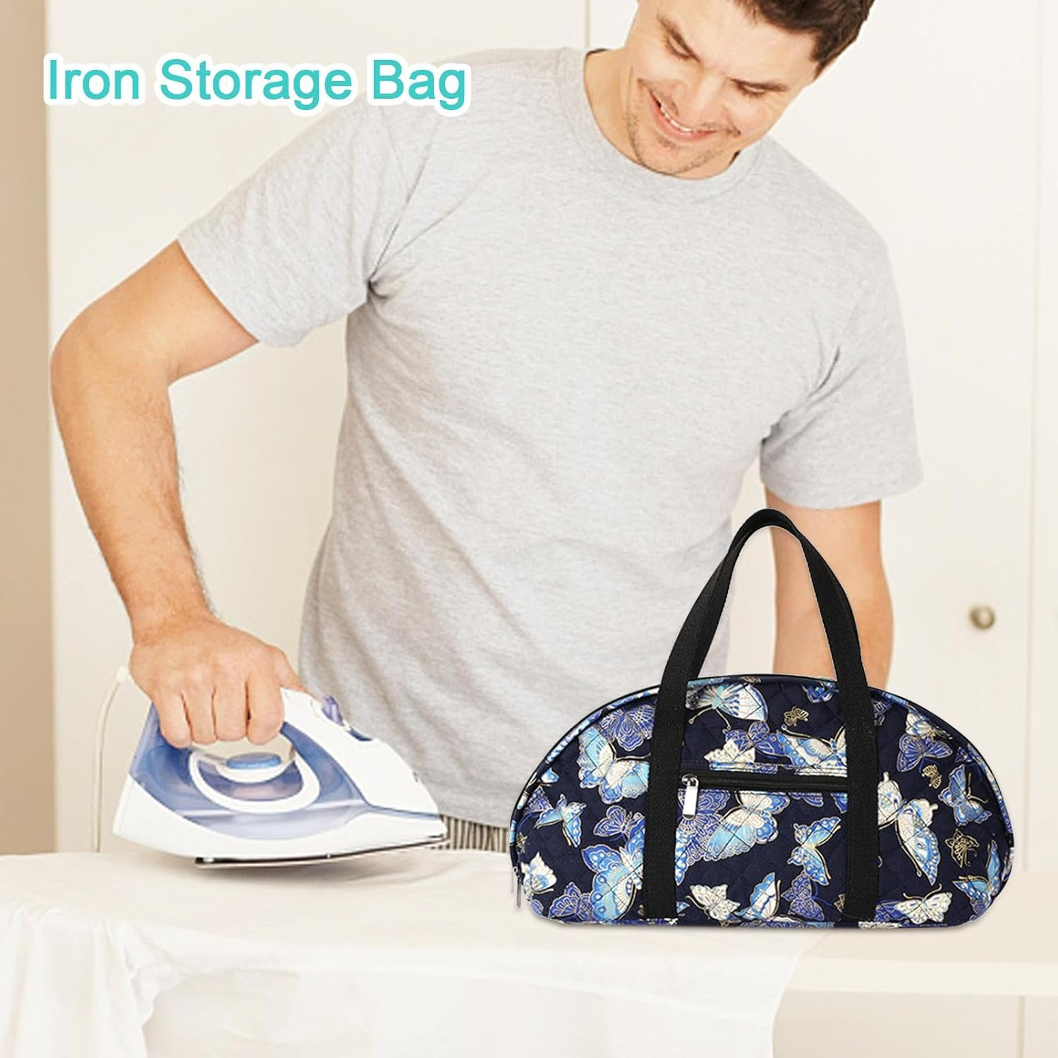 Iron Storage Bag, Multiple Pockets Small Iron Bag Iron Case Bag, Sewing Iron Bag Versatile Travel Steamer Bag for Irons Needles Threads image number 3