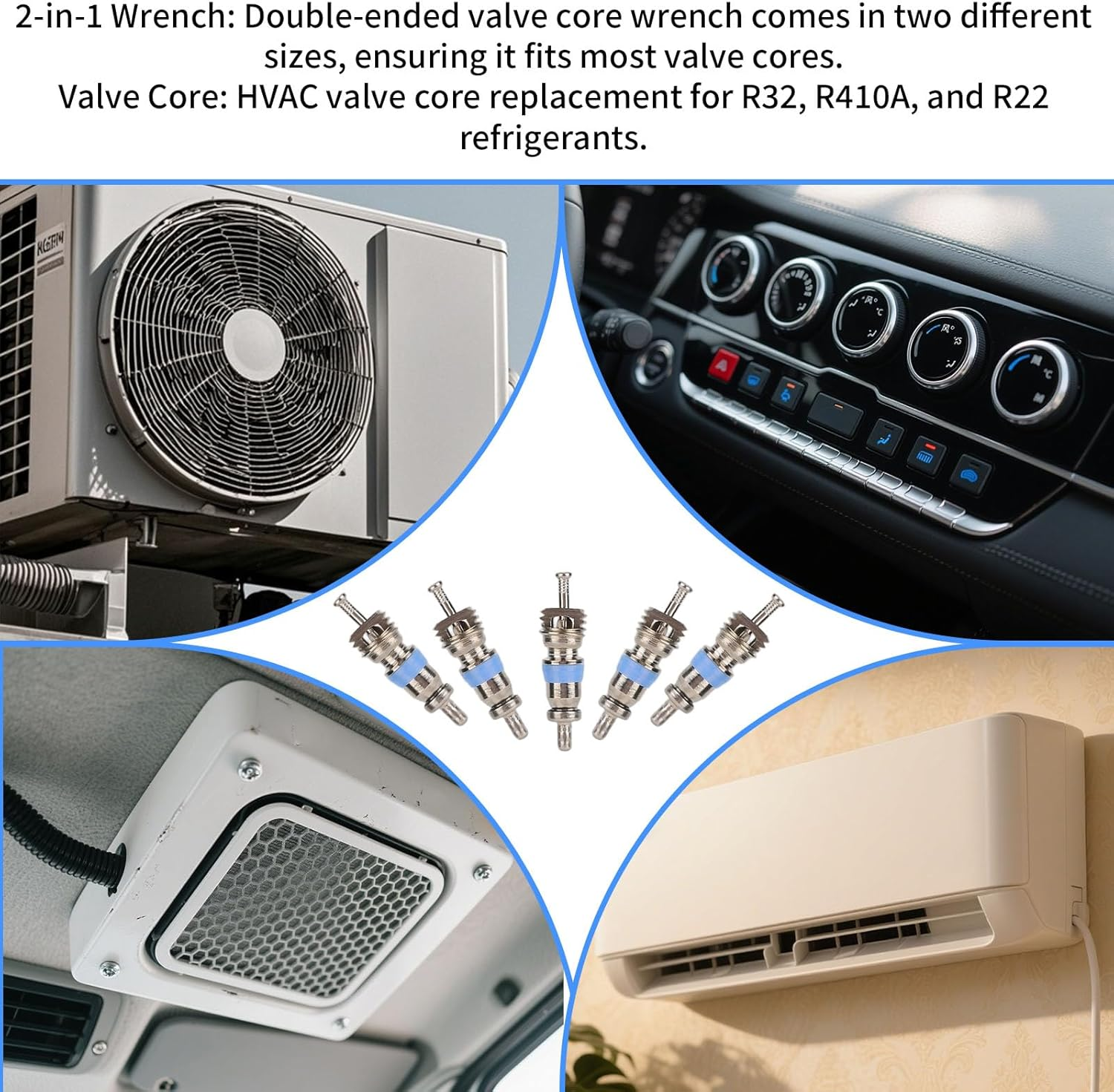 50Pcs HVAC Valve Core, Fits R32 R410A R22 Refrigerant High Pressure with PTFE Seal Includes 2-In-1 Valve Core Wrench Replacement Part for Air Conditioning Refrigeration Systems image number 4