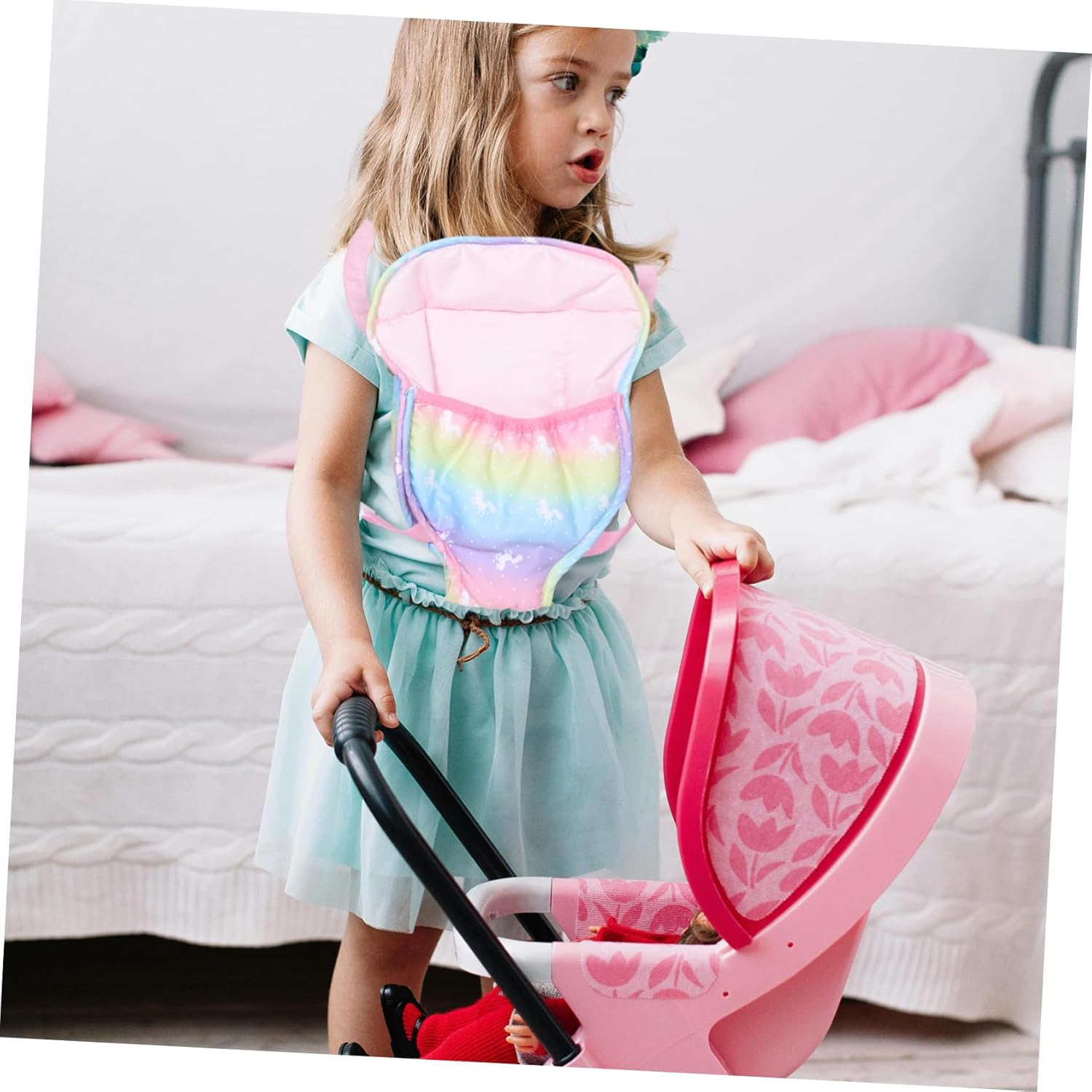 Ifundom Baby Doll Carrier Accessories Adjustable Straps Toddler Play Soft Plush Toy Baby Carrier Backpack for Kids