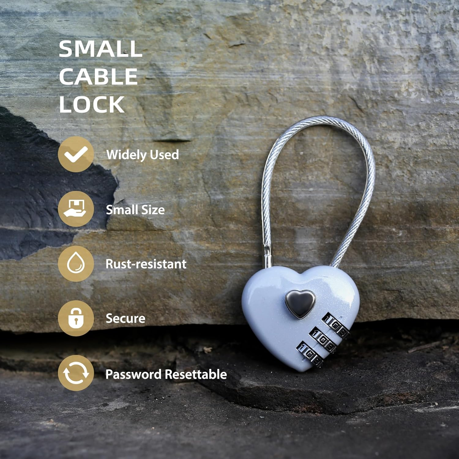 UP Security Combination Padlock, Small Cable Lock with Code, Candados Para Locker, Combo Cable Lock for Luggage, Suitcase, Gym Locker, Backpack Zipper, Cabinet, Mailbox, Outdoor Use, Travel Safe Bag - Black+Black image number 4