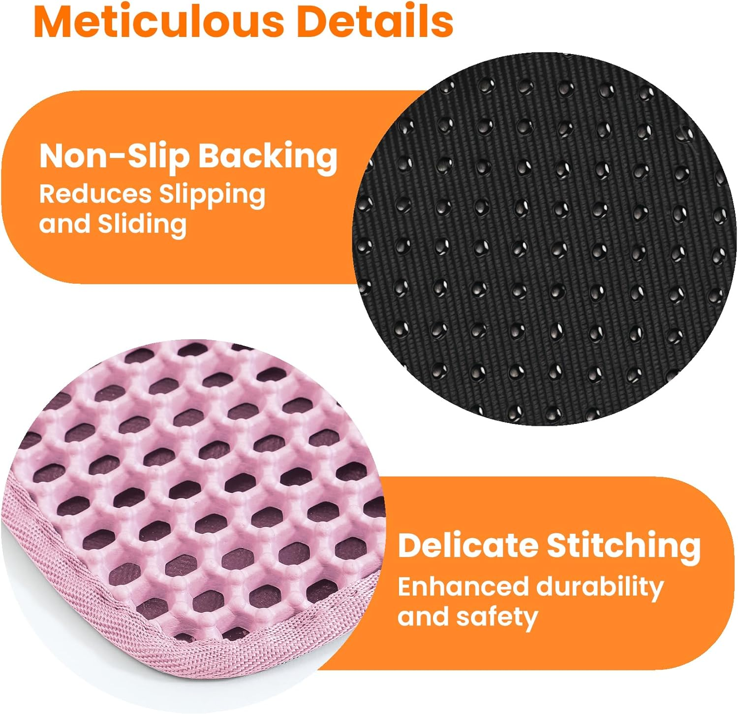 Petinstinct Cat Litter Mat, 45.7X26 Inches Extra Large Honeycomb Double Layer Cat Litter Trapping Mat, Non Slip Waterproof Urine Proof Litter Box Mat, Kitten Supplies and Essentials, Pink image number 2