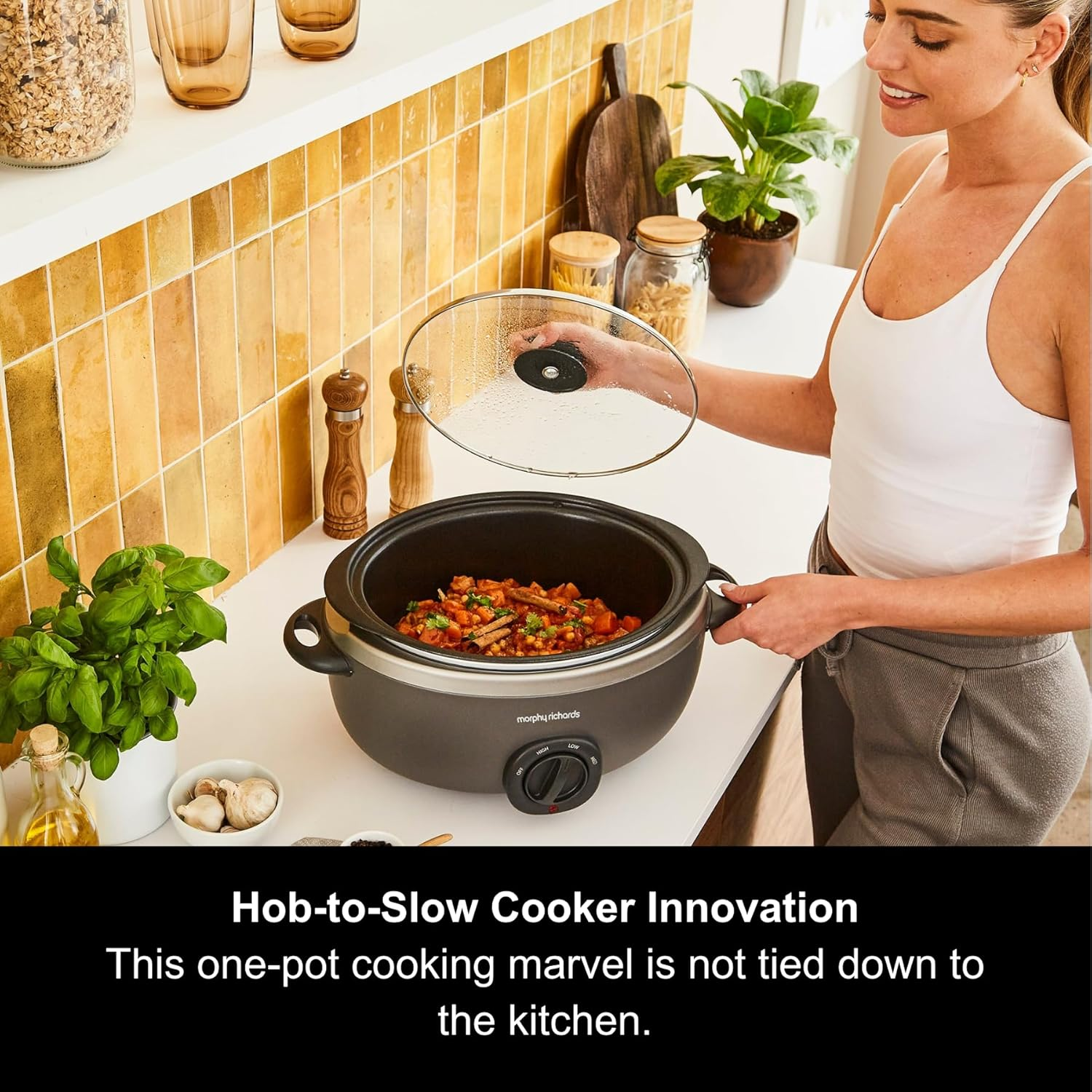 Morphy Richards 461022 Slow Cooker, Aluminium, 240 W, 6.5 Liters, Titanium