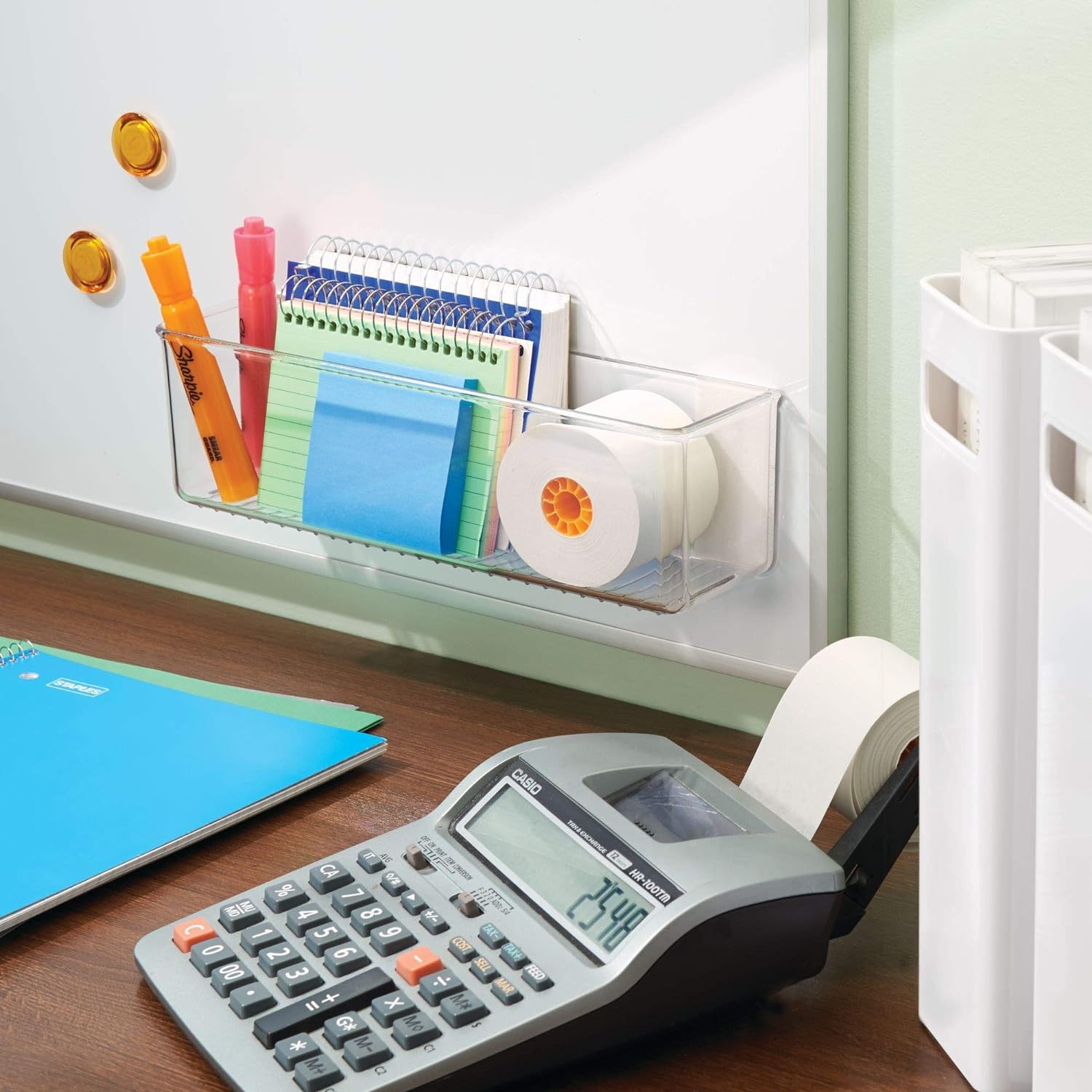 Interdesign AFFIXX, Peel and Stick Strong Self-Adhesive Organizer for Kitchen, Pantry Cabinets, Laundry Room, Bath, Office - Long, Clear