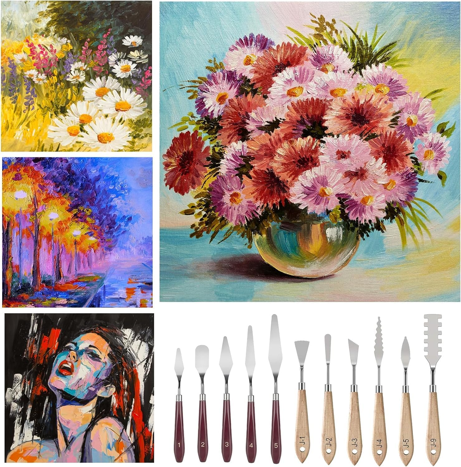 Palette Knife Set,11 Pieces Stainless Steel Scraper Palette Knife Painting Accessories Art Supplies for Oil Painting, Gouache, Watercolor, Rock Painting