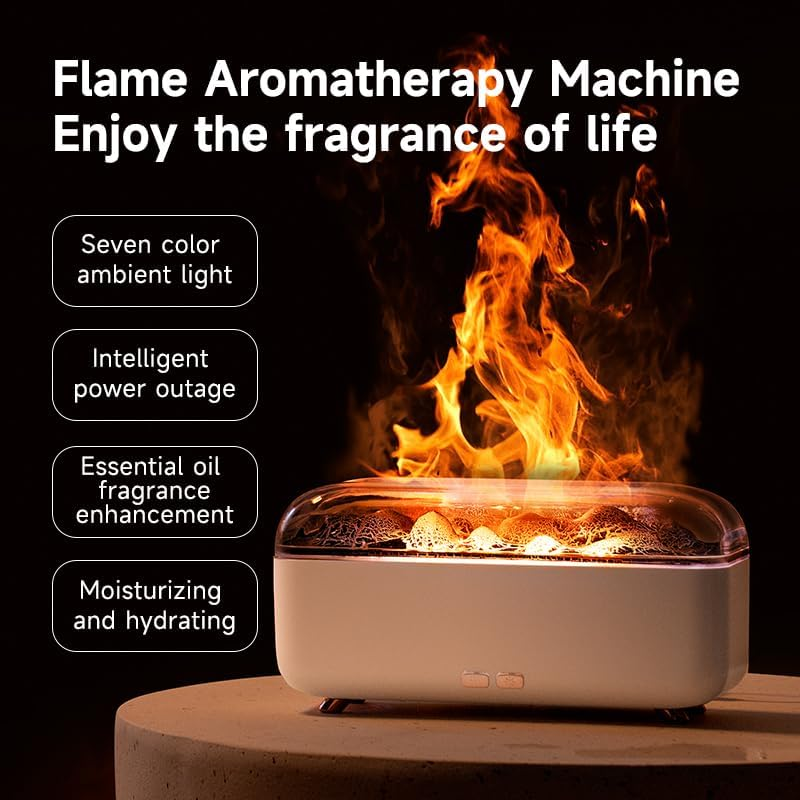Colorful Flame Essential Oil Diffuser, Mist Humidifier, Aroma Diffuser with Timing Auto-Off, 300Ml Aromatherapy Diffuser for Large Room with 7 Colors Night Light (Black) image number 5