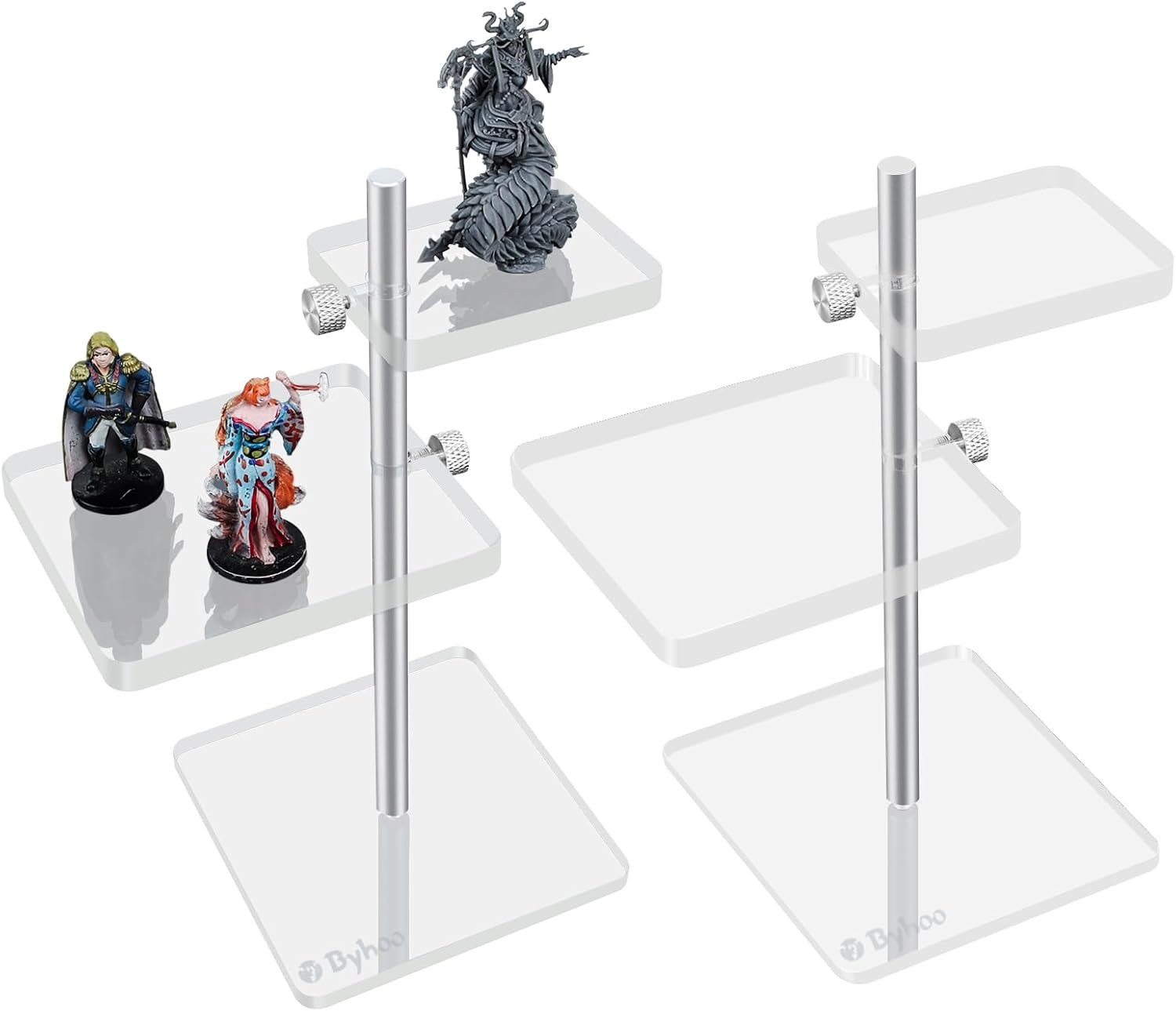 Byhoo 2 PCS DND Flying Miniatures Combat Risers, Adjustable Acrylic Platforms & Flight Stands for Epic Battles, Versatile DND Miniatures Display Risers, Essential DM Supplies & RPG Accessories image number 1