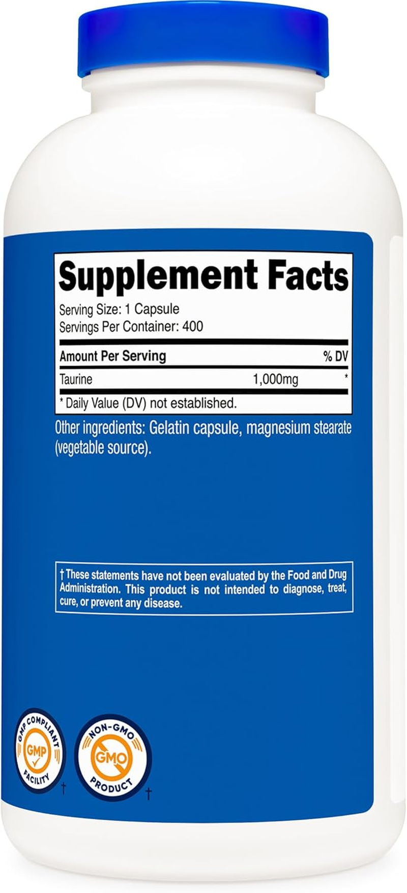 Nutricost Taurine 1000Mg, 400 Capsules image number 3