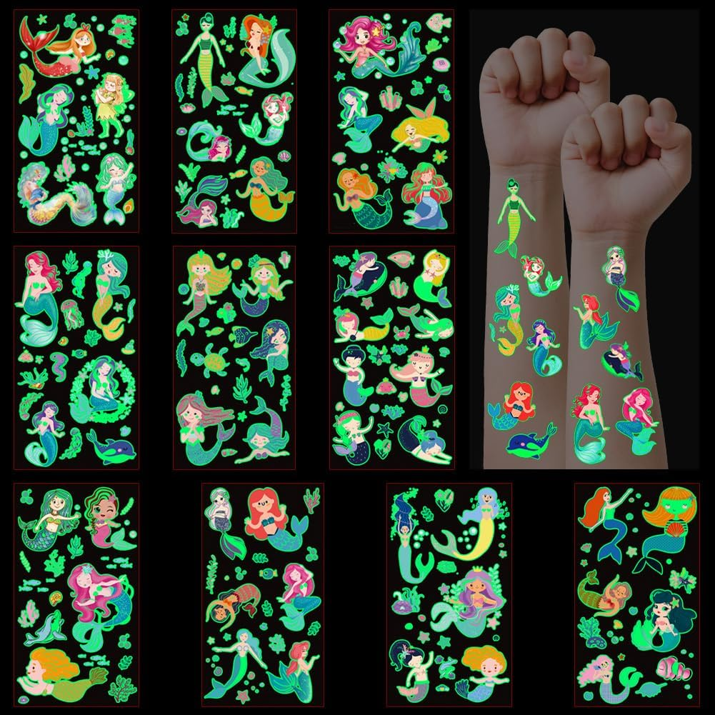 Diuli Princess Luminous Sticker, 10Pcs Glow in the Princess Dark Stickers Princesses Decals Ceiling Baby Room Skull Wall Decor DIY Luminous Adhesive Sticker for Girls Boys Bedroom Nursery
