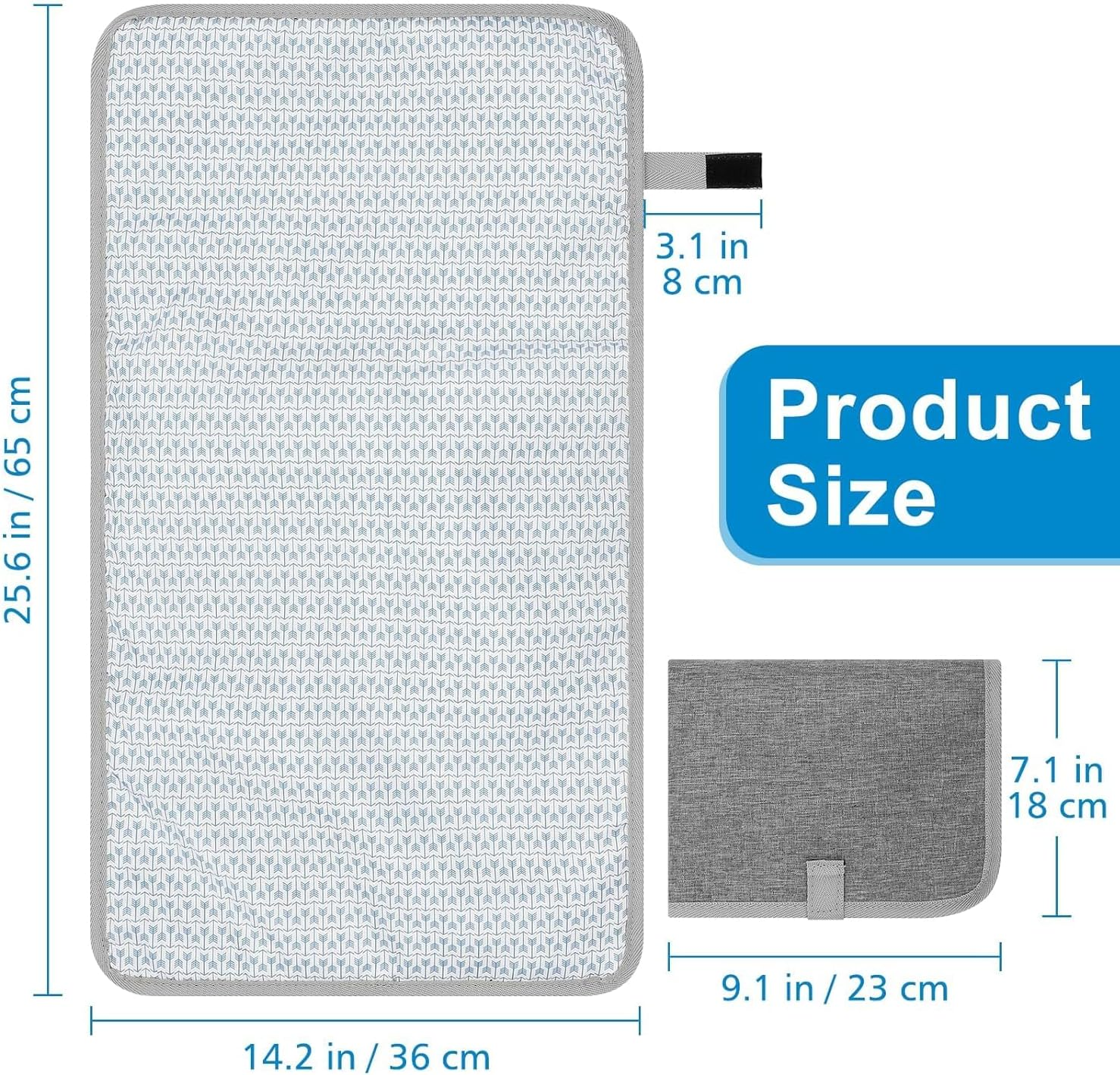 Wiseuwise Portable Diaper Changing Pad, Waterproof Baby Changing Mat, Foldable Portable Travel Changing Pads for Baby, Grey image number 5
