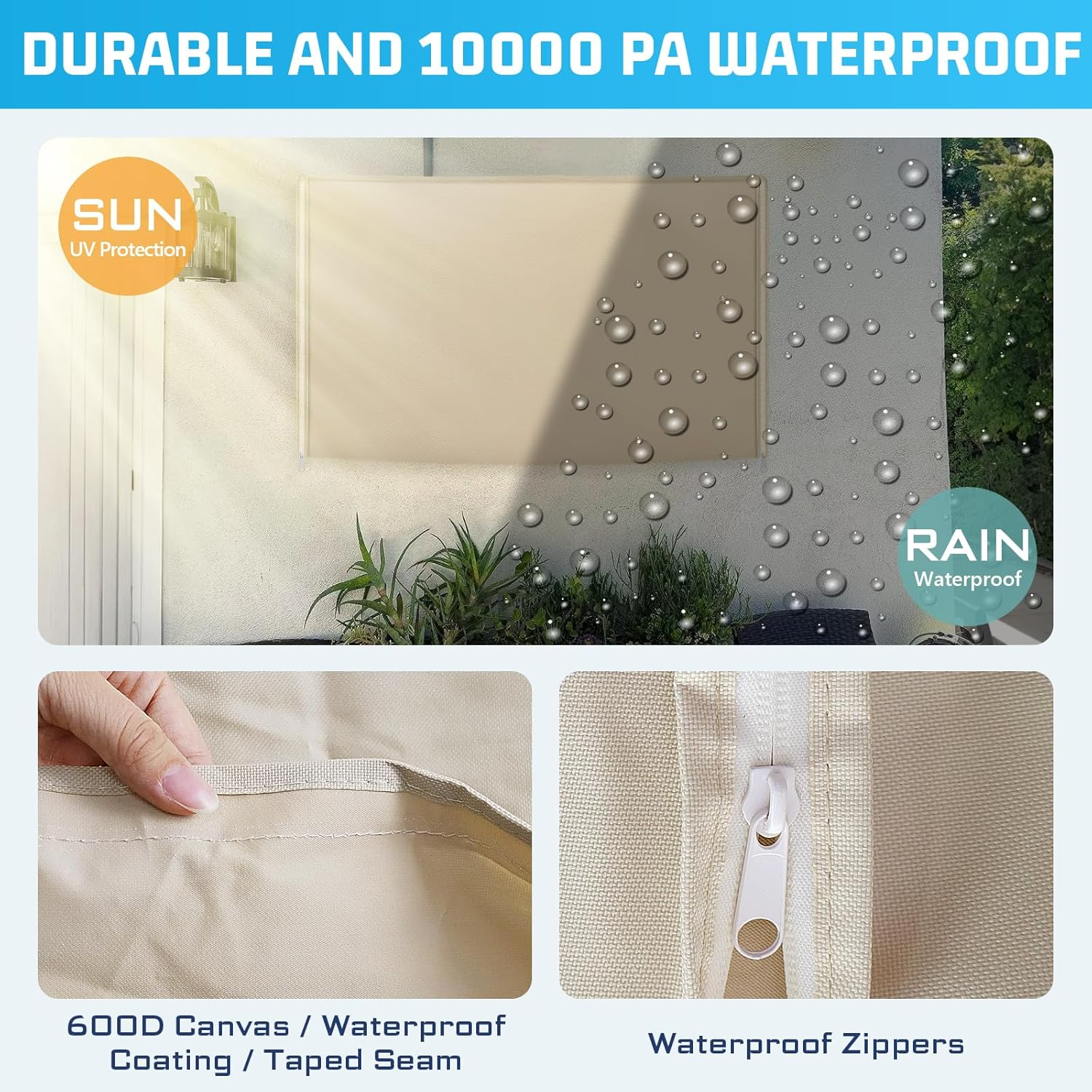 Outdoor TV Cover 41 to 43 Inch Weatherproof, Waterproof outside TV Covers Heavy Duty 600D Oxford TV Covers Outdoor TV Screen Protectors Shield with Zippers for Flat Screen Outdoor Tvs image number 6
