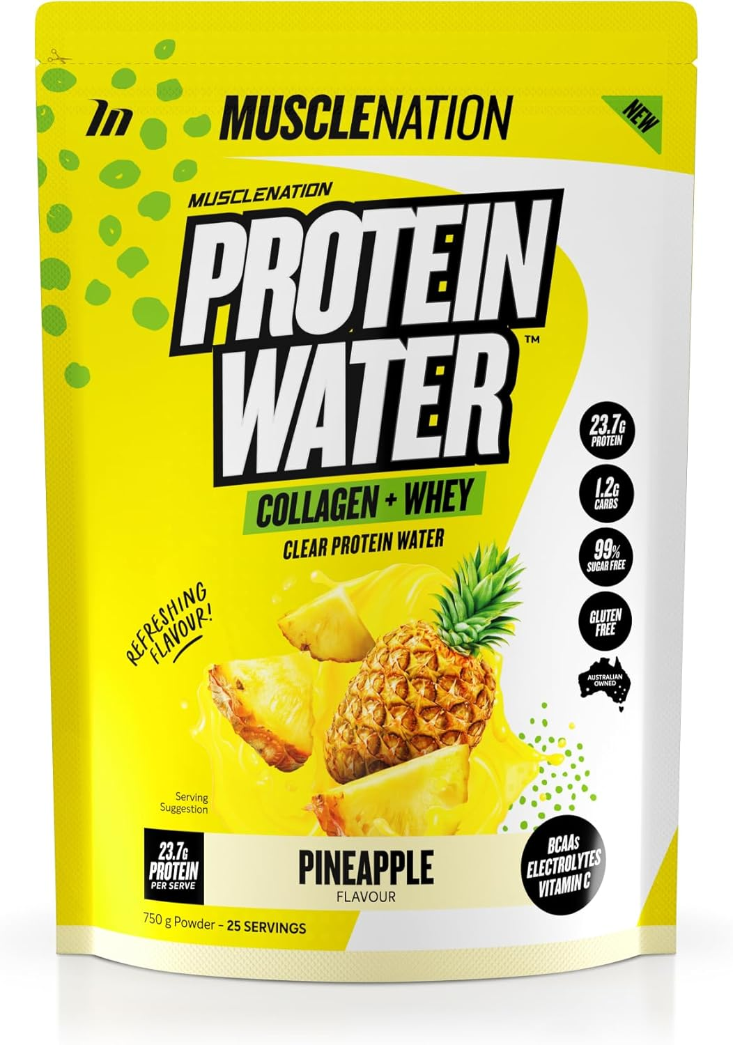 Muscle Nation Pineapple Protein Water 750G (25 Serves) image number 1