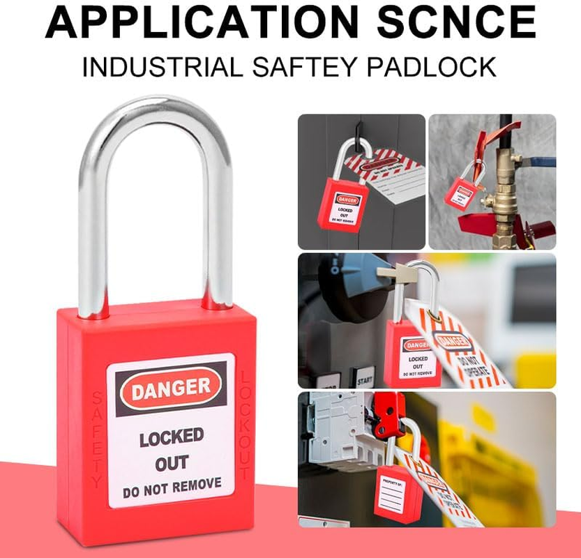 Sonew Pack of 5 Lockout Padlocks with 10 Keys, Insulated Padlocks of Safety Technology for Mechanical Engineering (Red) image number 5