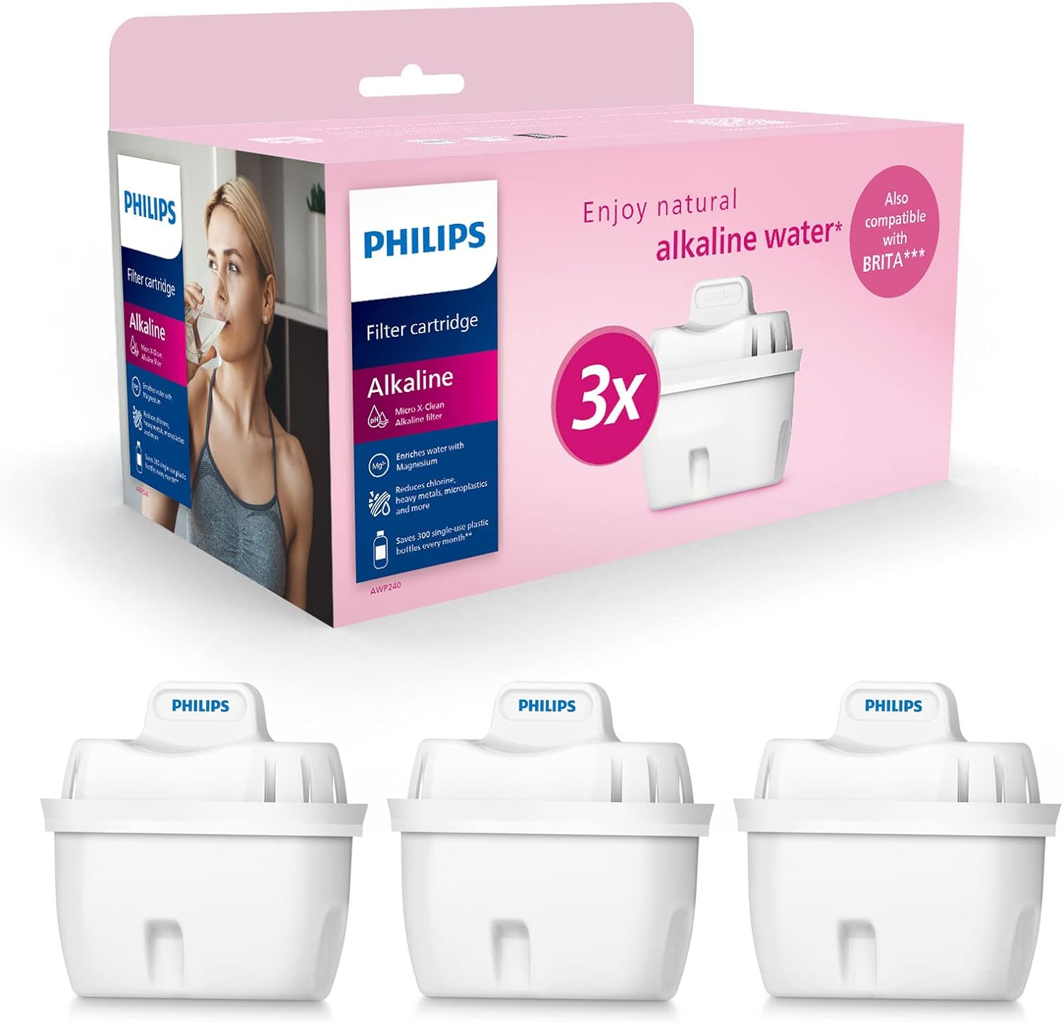 Philips Water Jug Filter Cartridges (3 Pack Alkaline) image number 6
