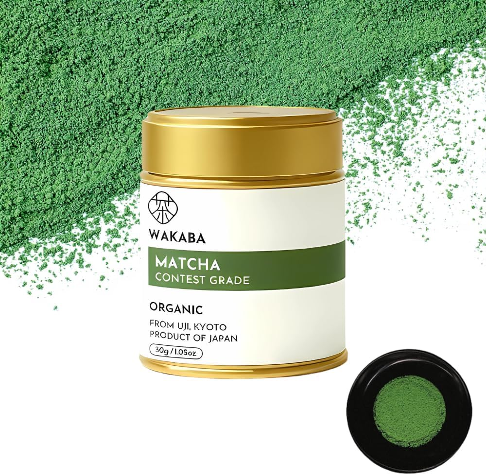 WAKABA 1St Harvest Finest Organic Matcha &ndash; Contest Grade 30G from Uji, Kyoto, Japan | JAS/USDA Certified | Stone-Milled | Emerald Green Color | Cafe Package image number 1