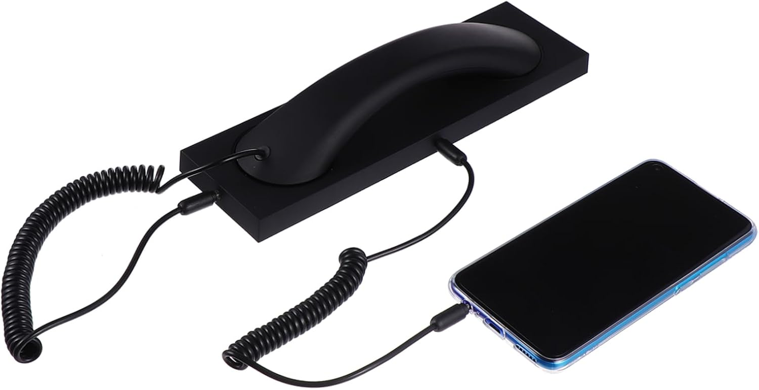 Uonlytech Retro Earphones for Cellphone Computer Tablet Microphone Black Creative Design for Retro Phone Handset Use at Home Office