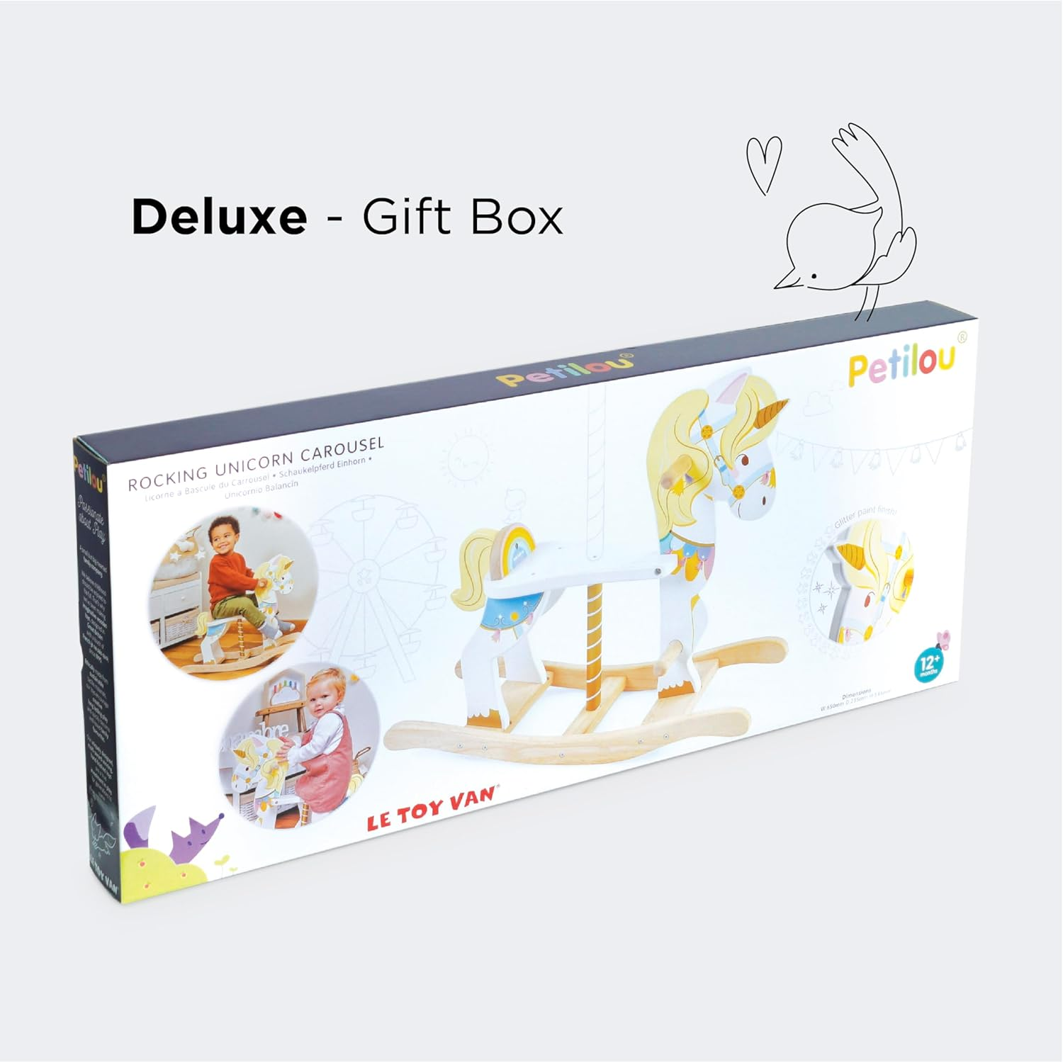 Le Toy Van - Petilou Wooden Multi-Sensory Colourful Wooden Pastel Rocking Unicorn Carousel Toy for Toddlers | Unisex Rocking Horse - Suitable for 1 Year Old + image number 4