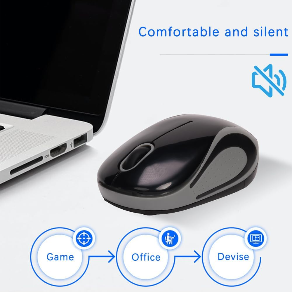 Wireless Mouse for Laptop, SUIJIEEN 2.4G Silent Mouse Wireless Bluetooth Mouse for Mac, Macbook Pro/Air, Ipad, and PC Small Portable,Black image number 2