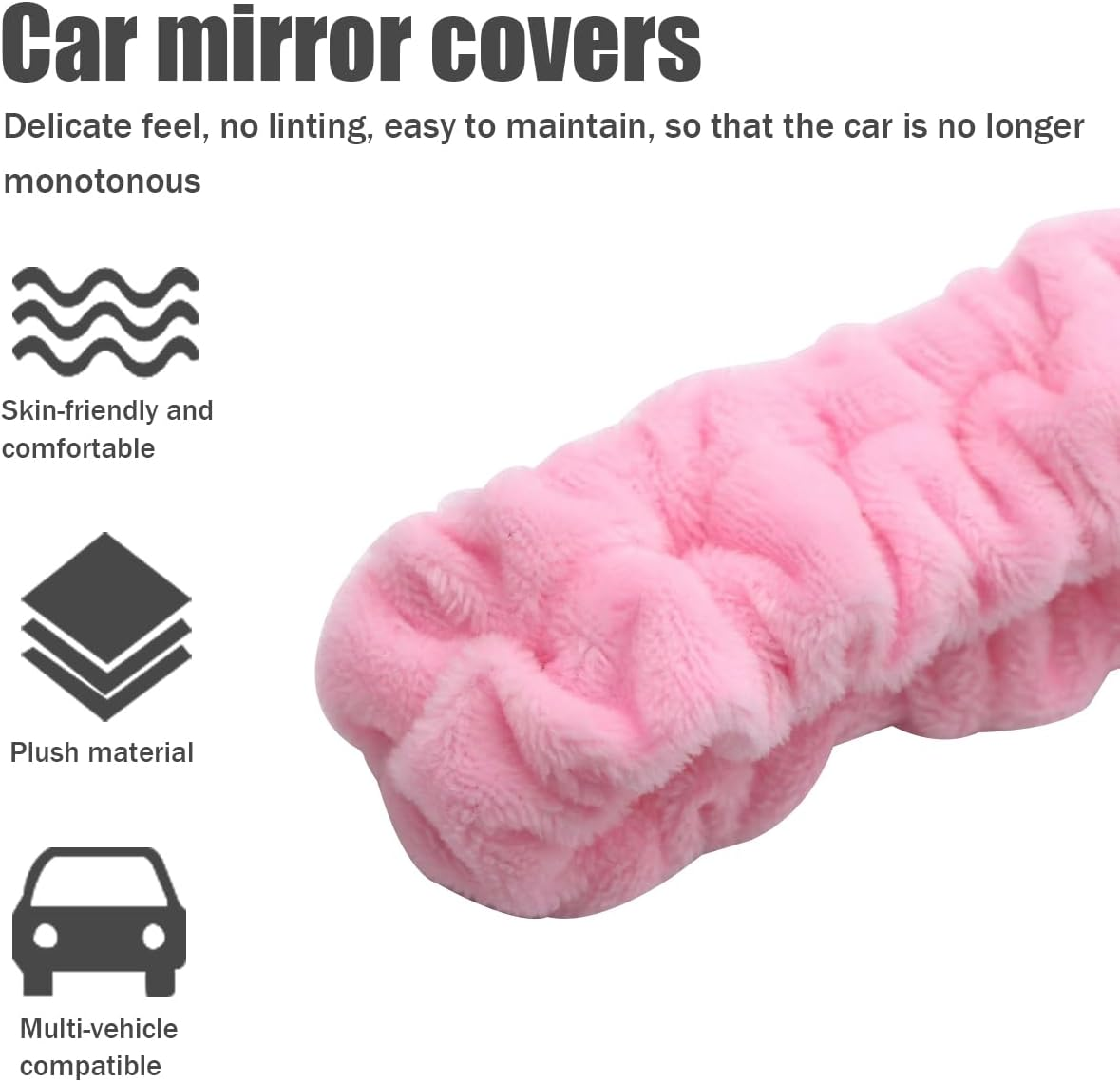 Car Rearview Mirror Cover, Auto Interior Elastic Comfortable Rear View Mirror Protector Decorative Accessories for Girls Women Man Gift, Universal for Vehicles, SUV, Truck, RV (Pink) - Black image number 5