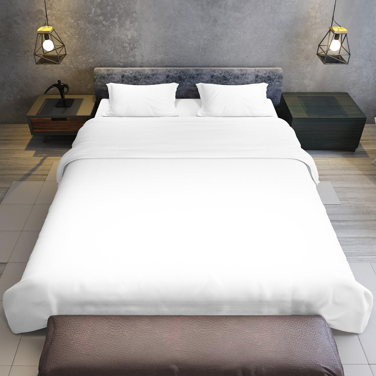 4Pc 1000 Thread Count Cotton Rich King Bed Sheet Set CVC Microfibre Blend in White