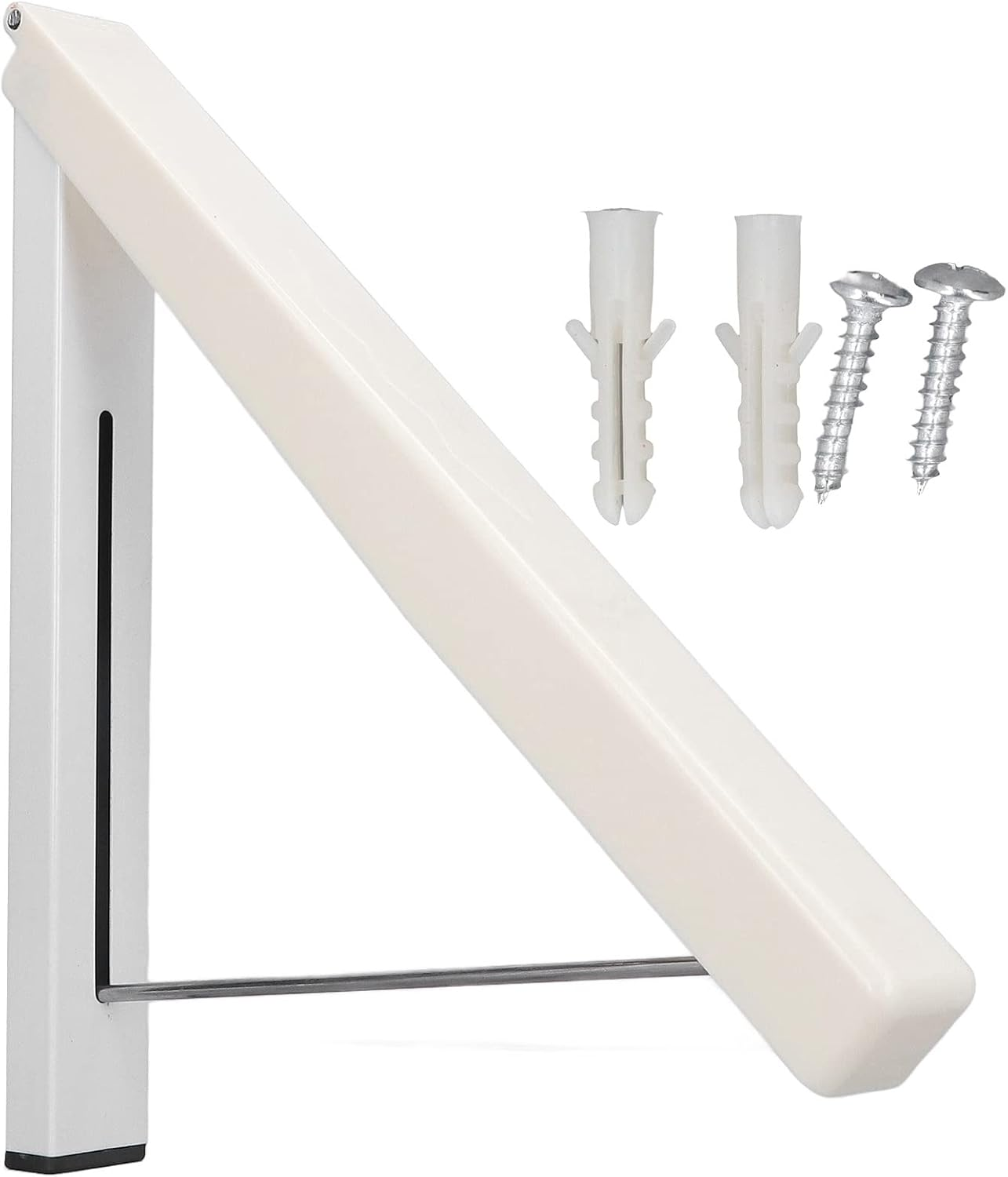 Lwuey Triangle Wall Mounted Clothes Hanger, Single Foldable Clothing Rack Triangles Retractable Cloth Drying Racks Hanging Dryer Rod Aluminum Alloy for Laundry Room Closet Storage Organization White image number 3